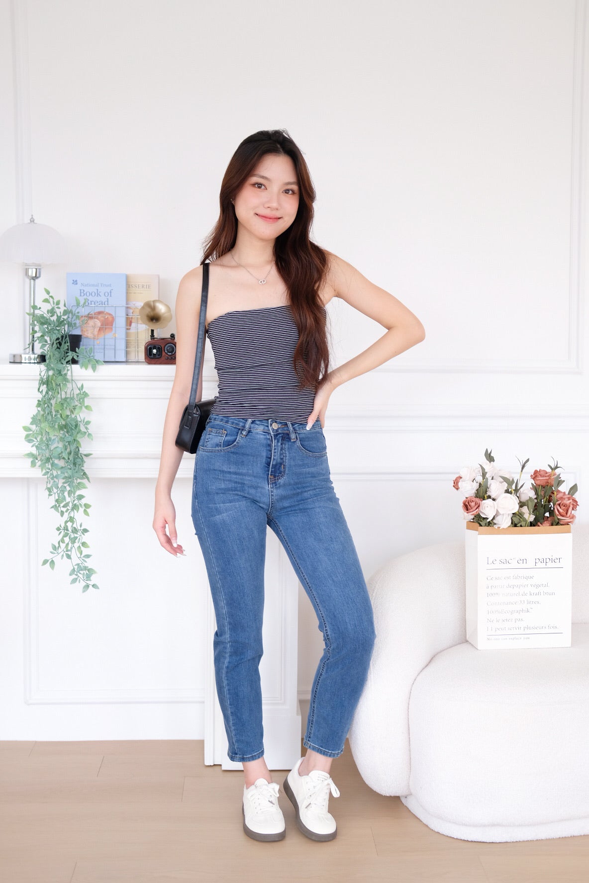 Capri Striped Padded Tube Top (Black) ]