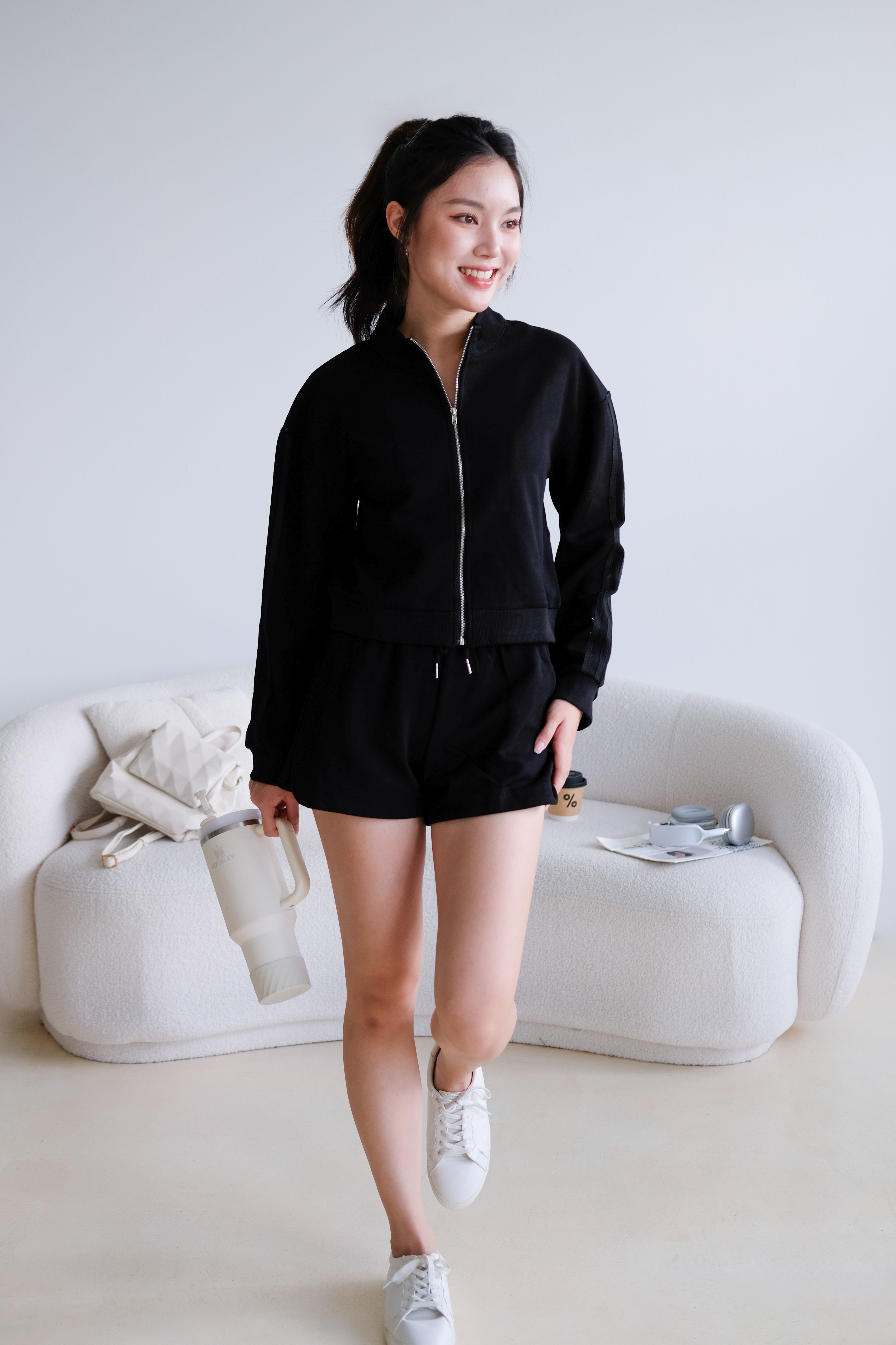 Day Off Stripes Lounge Set (Black)
