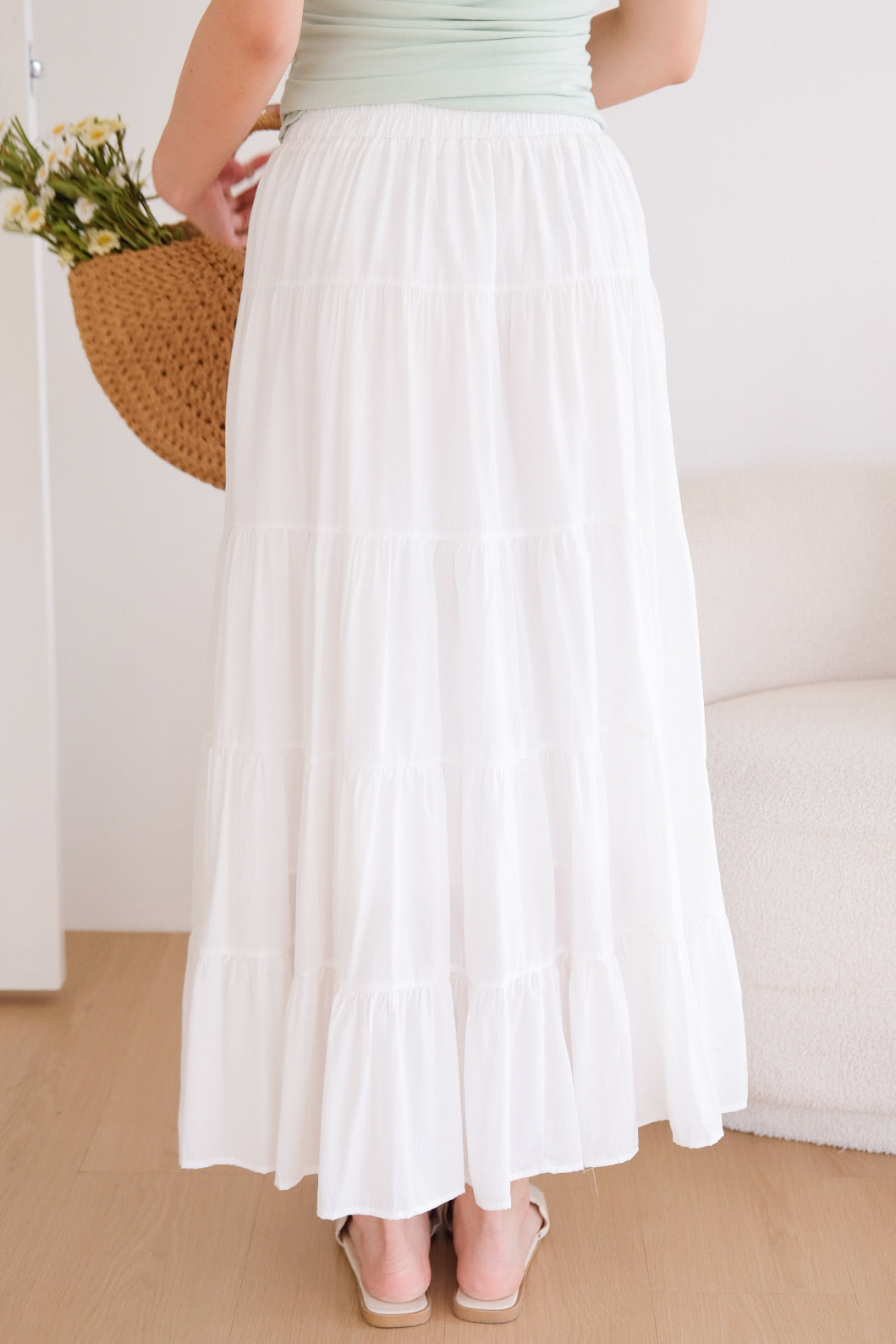 Willa Tiered Maxi Skirt (White)
