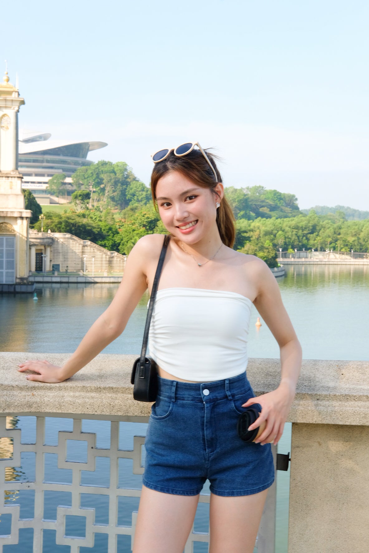 Absolute Denim High Waist Shorts (Dark Blue)