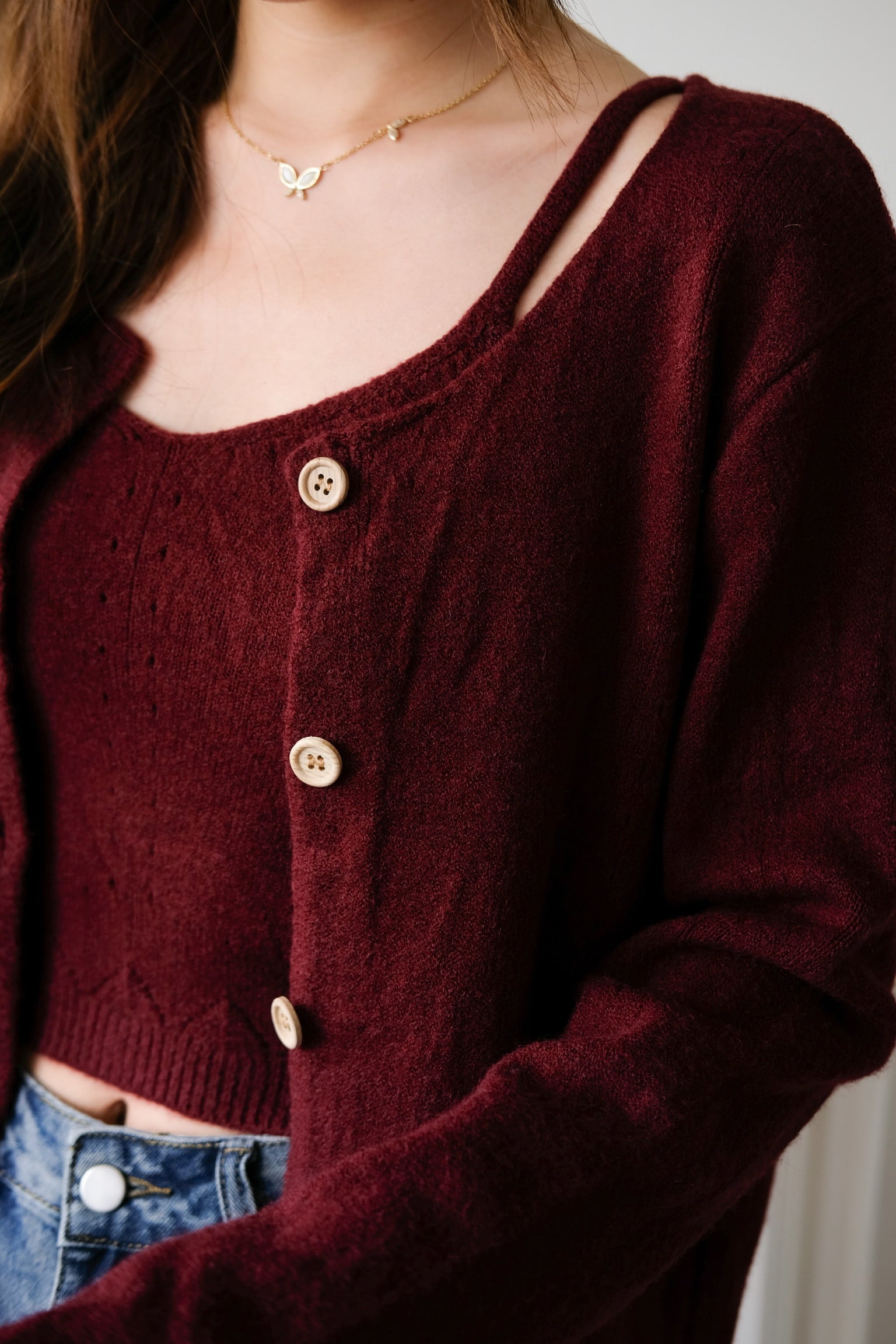 Nicole 2-in-1 Cardigan Set (Maroon)