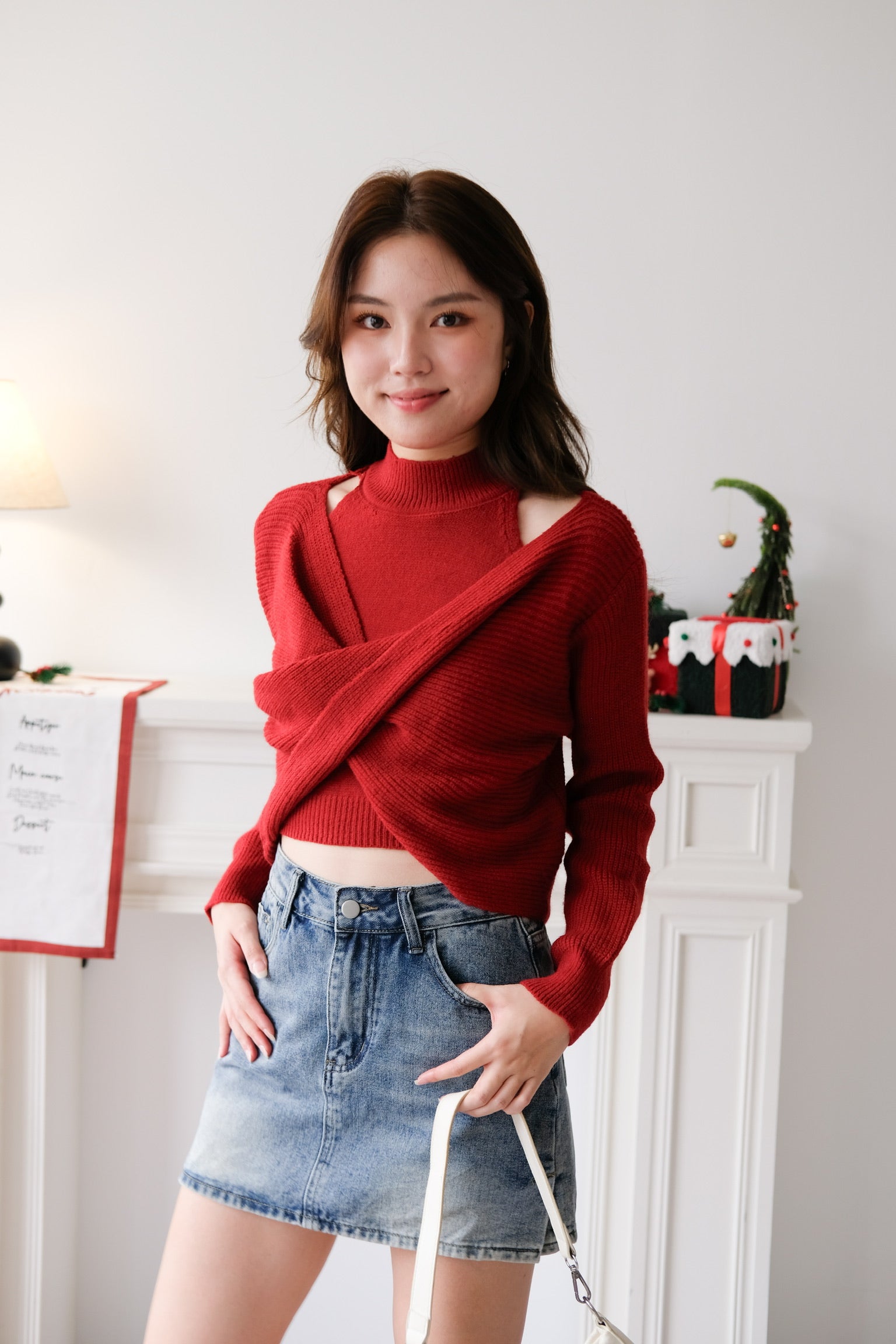 Olivia 2-in-1 Knit Sweater Set (Red)