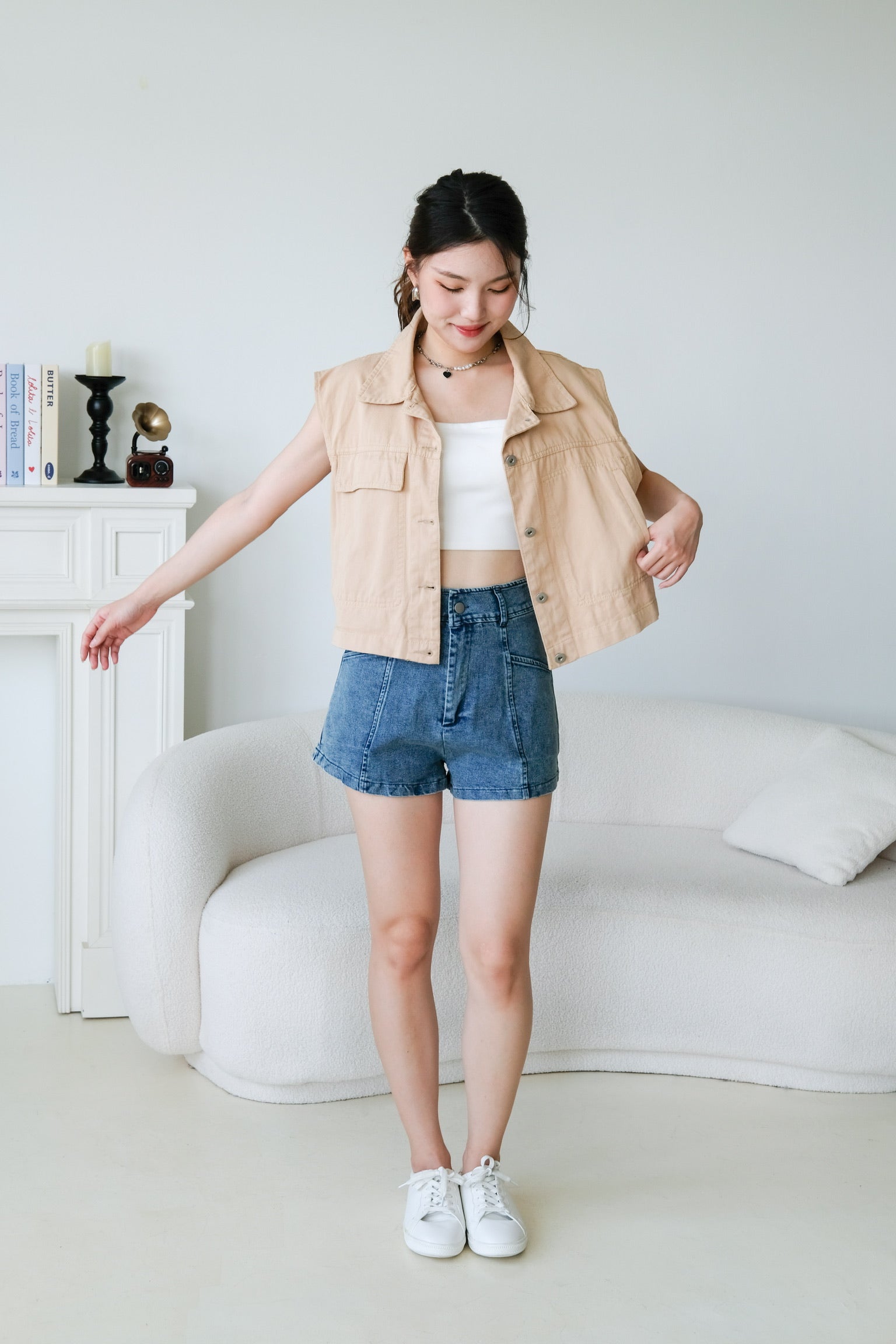 Sabby Denim Vest (Khaki)