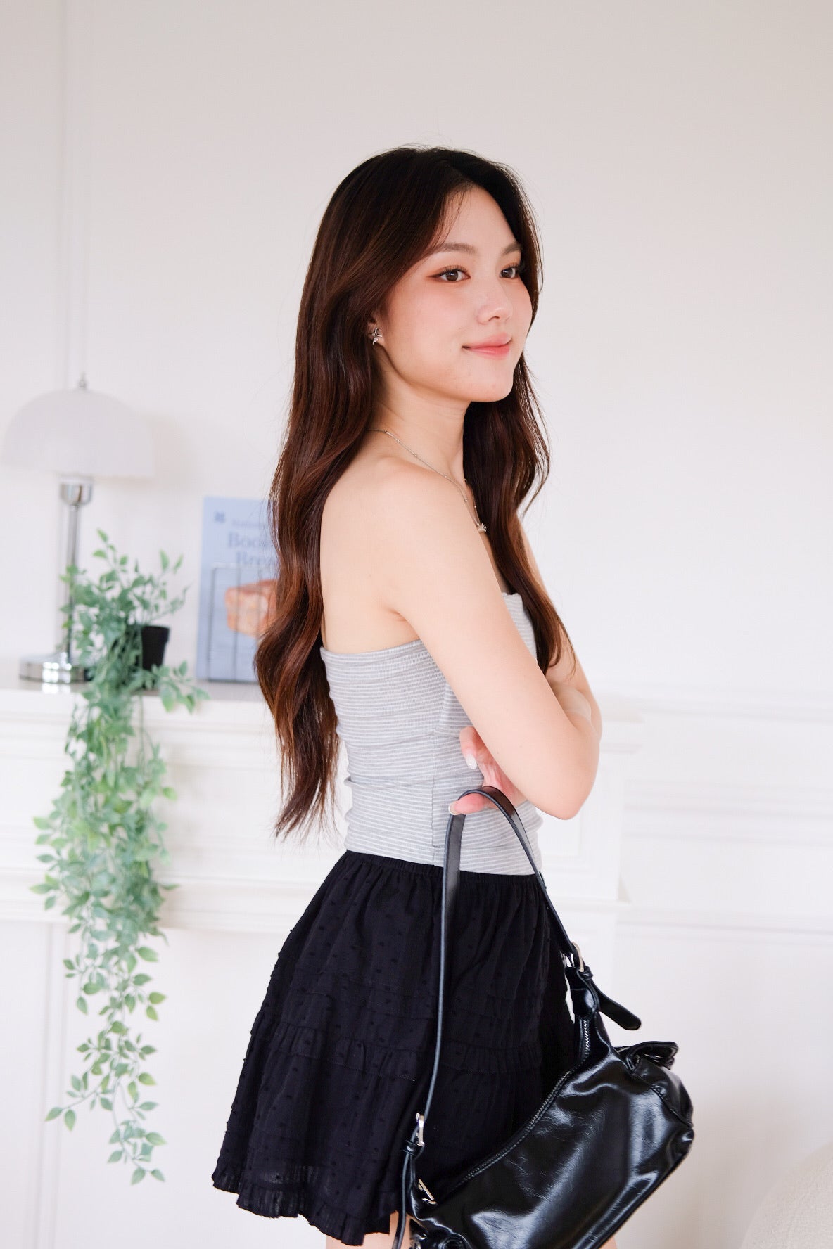 Capri Striped Padded Tube Top (Light Grey) [ ETA 26 Aug ]