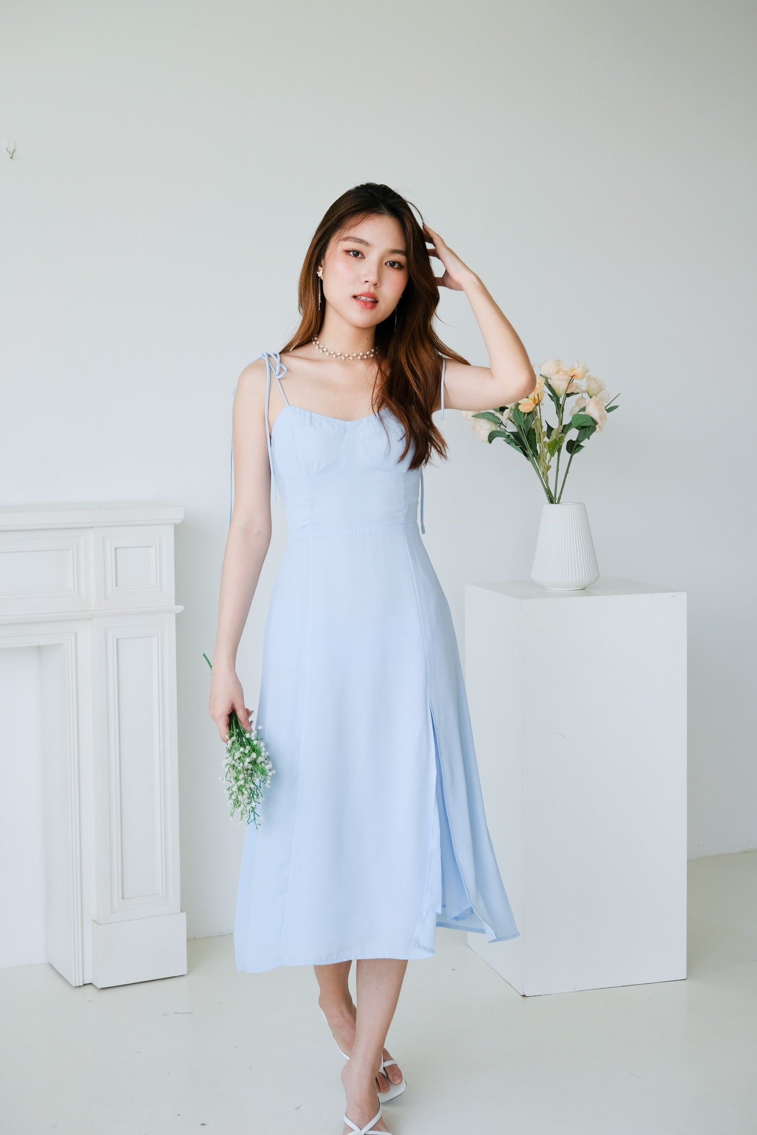 Lauren Slit Midi Dress (Sky Blue)