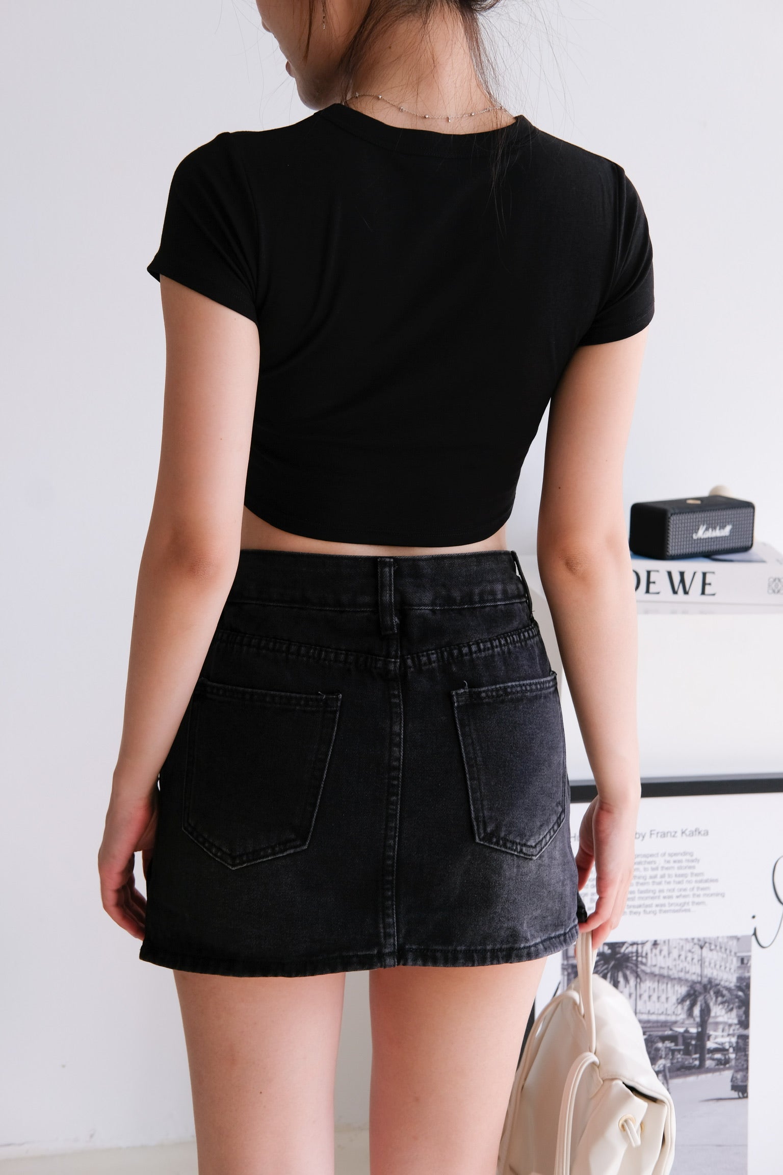 Beth Padded Crop Tee (Black)