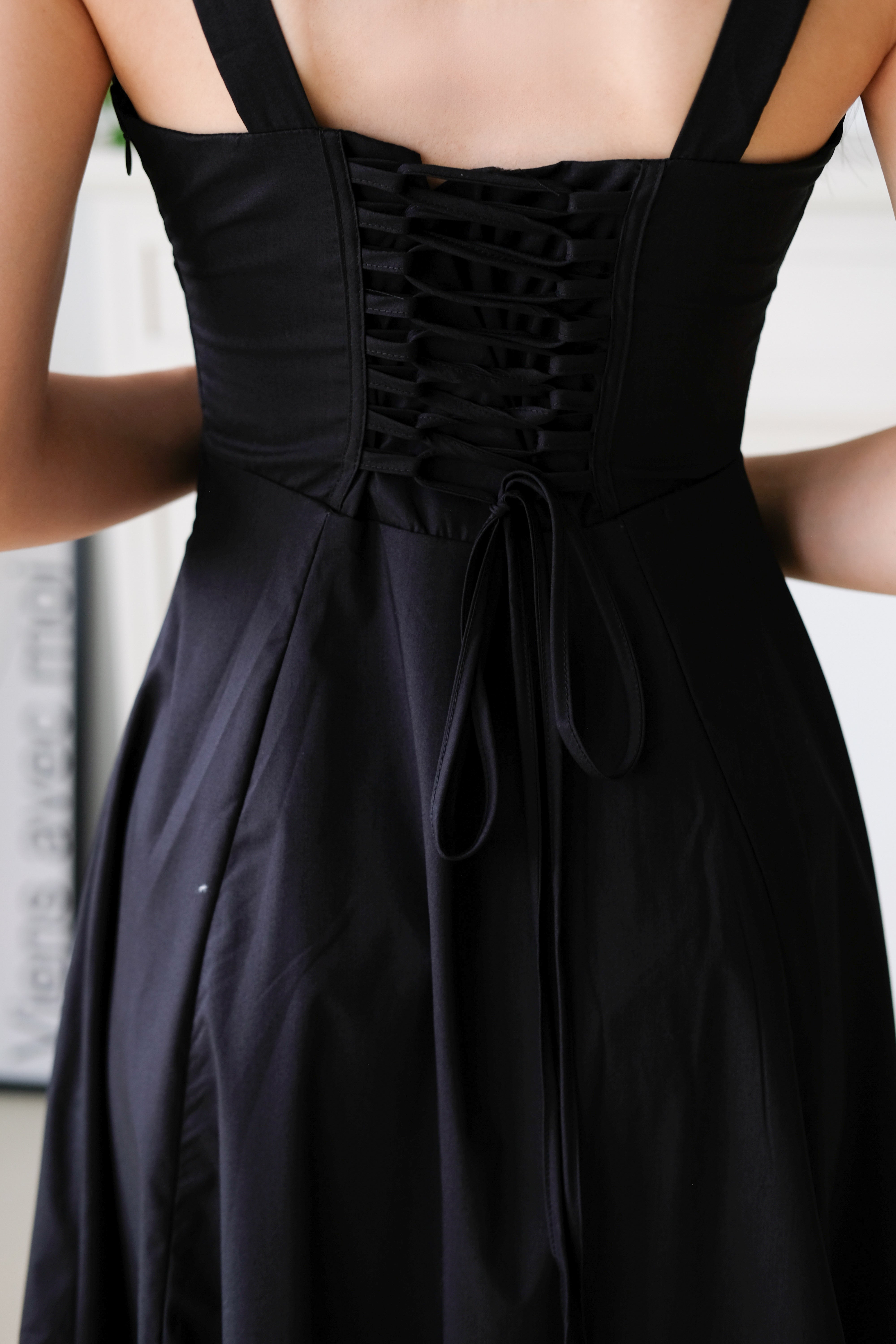 Claire Ruched Slit Midaxi Dress (Black)