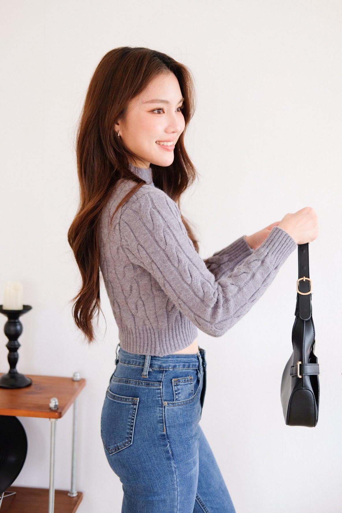Jeanie Cable Knit Sweater (Grey)