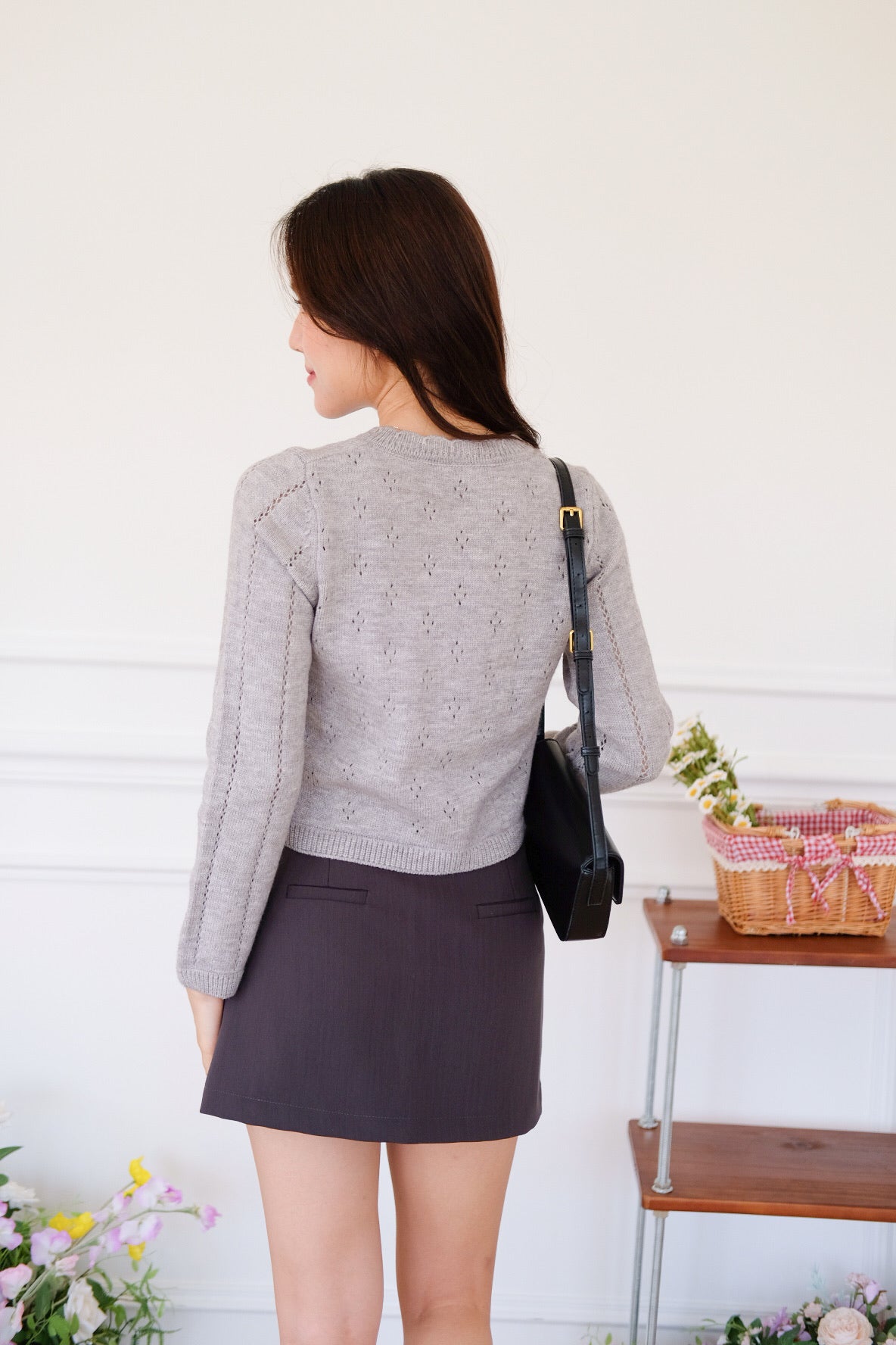 Mirae Soft Fuzzy Knit Cardigan (Grey)