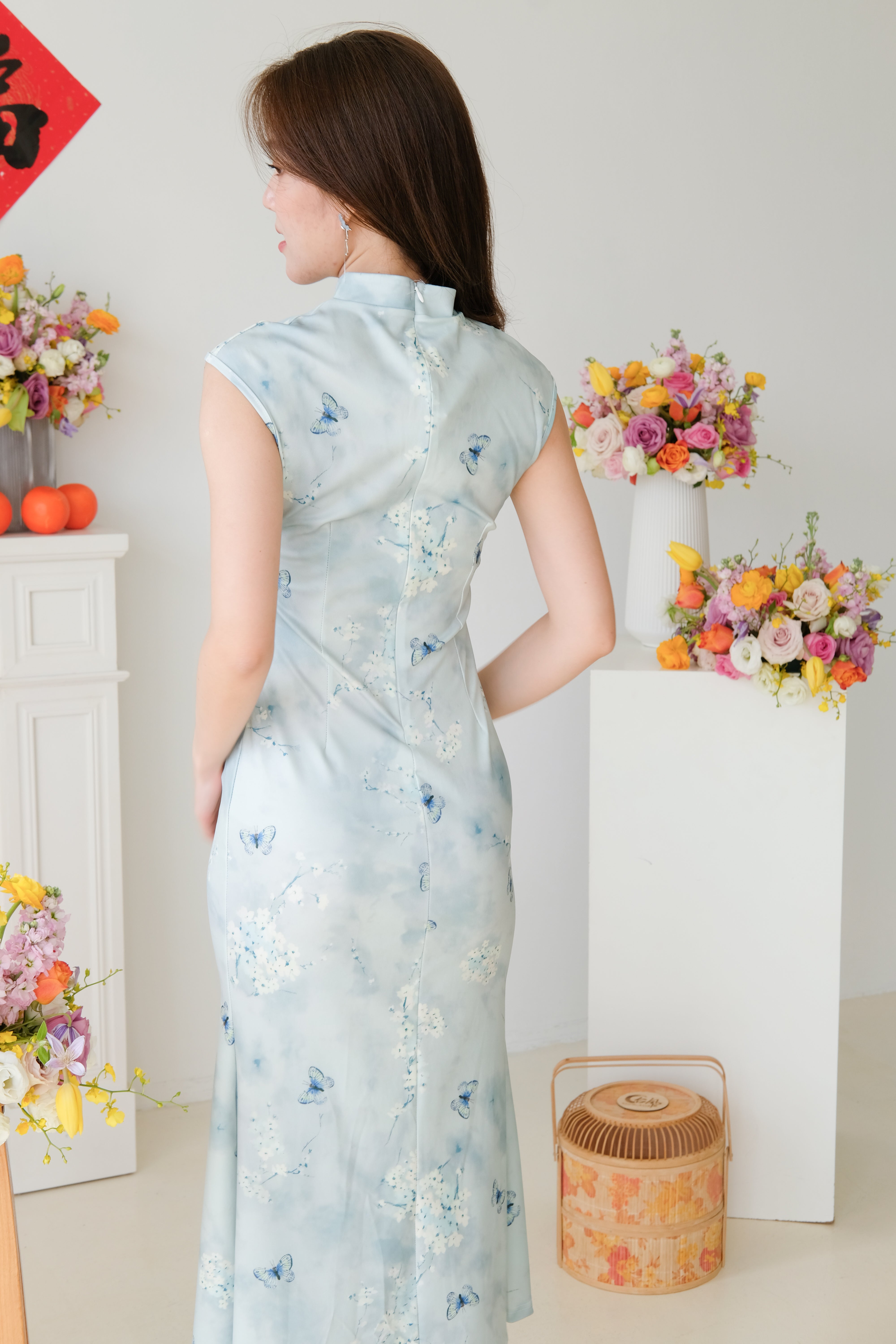 Fang Floral Mermaid Cheongsam (Ocean Blue)