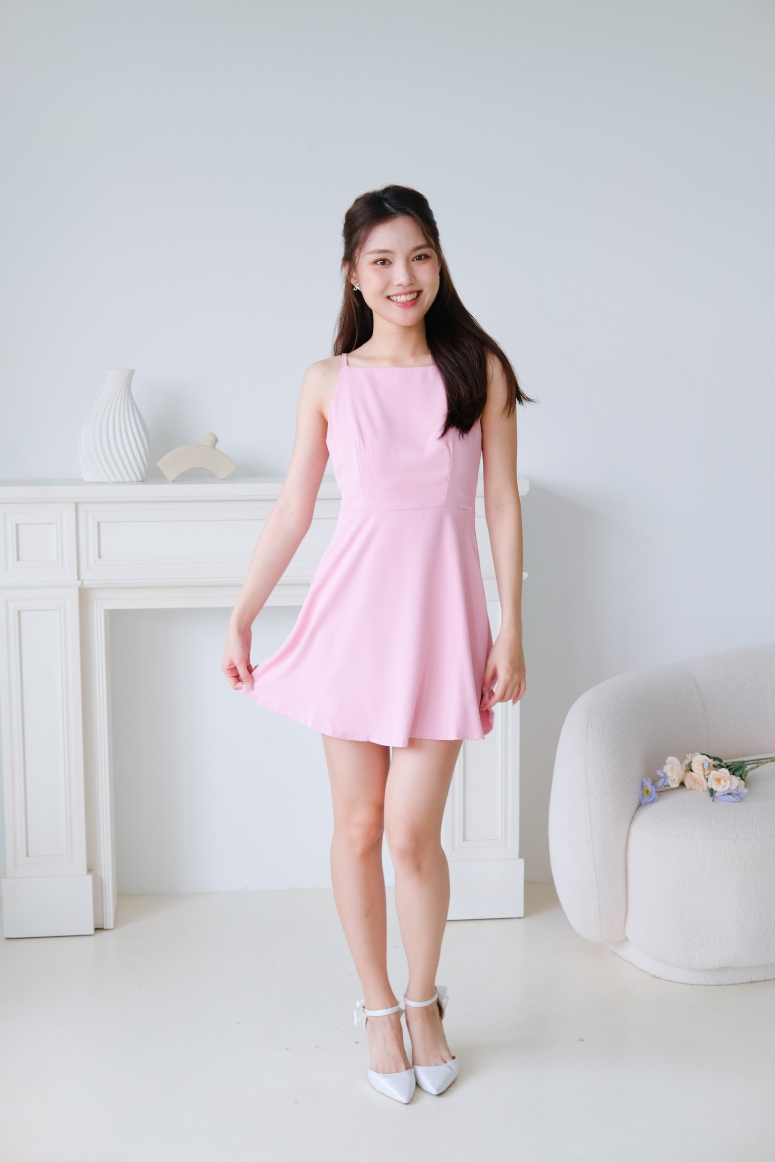 Stella Boatneck Flare Dress (Punch Pink)