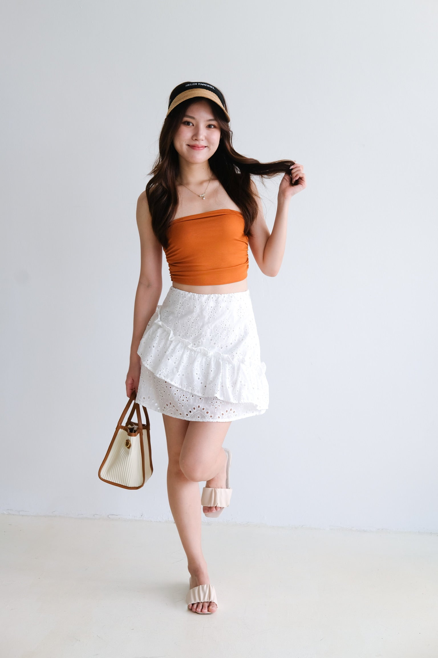 Eugenie Ruched Tube Top (Orange)