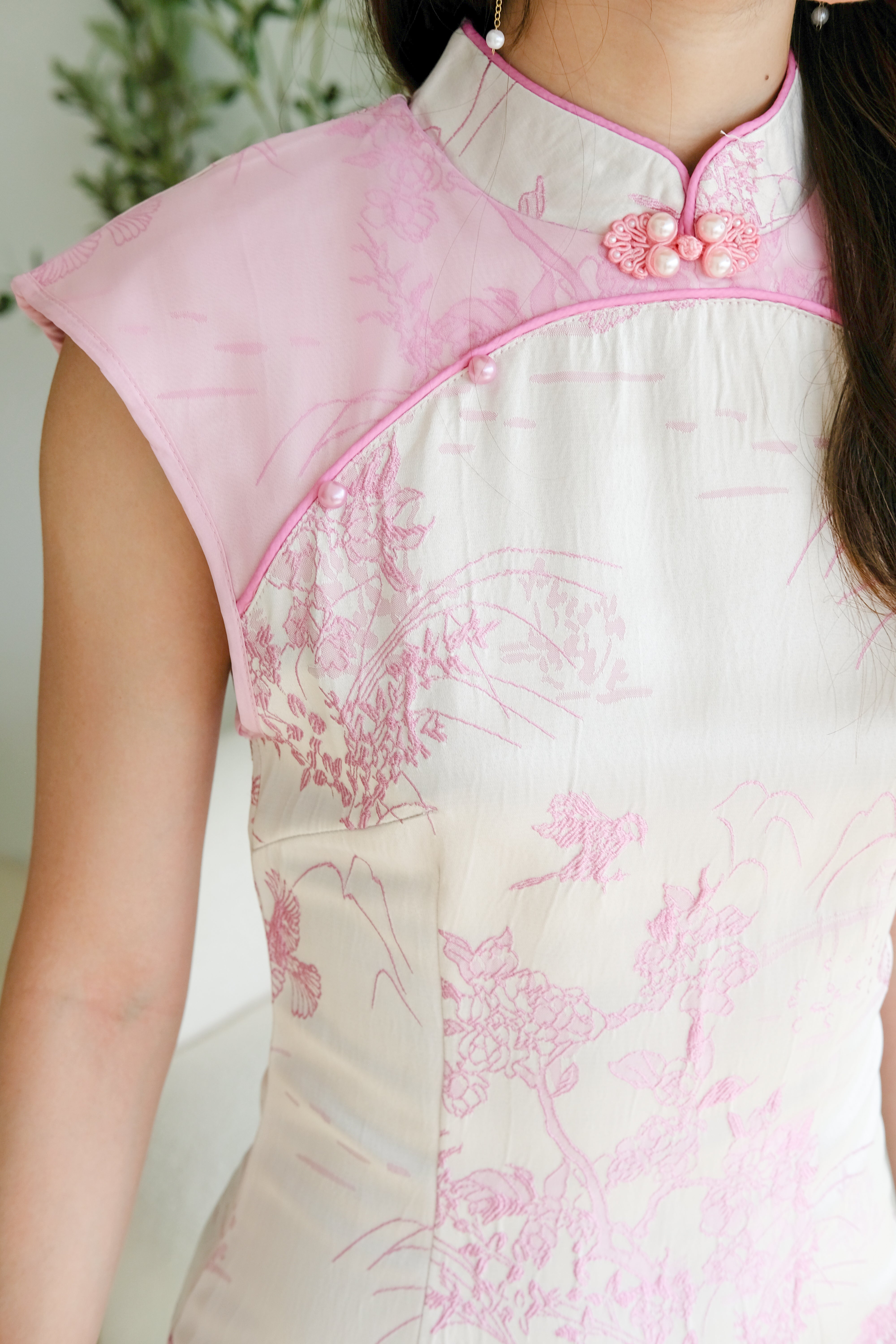 Meng Yao Floral Cheongsam (Peony Pink)