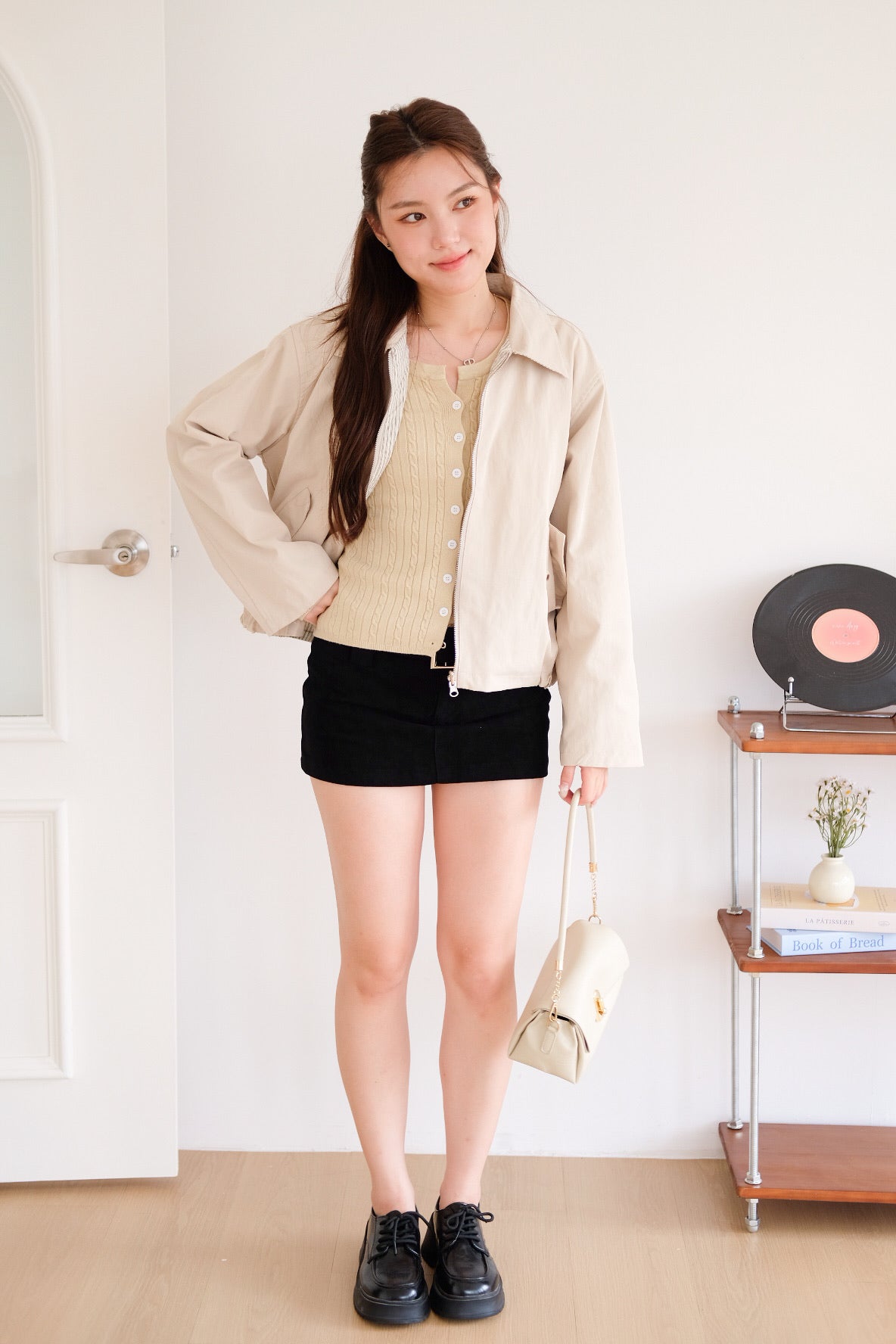 Sharlyn Cable Knit Cardigan (Caramel Brown)