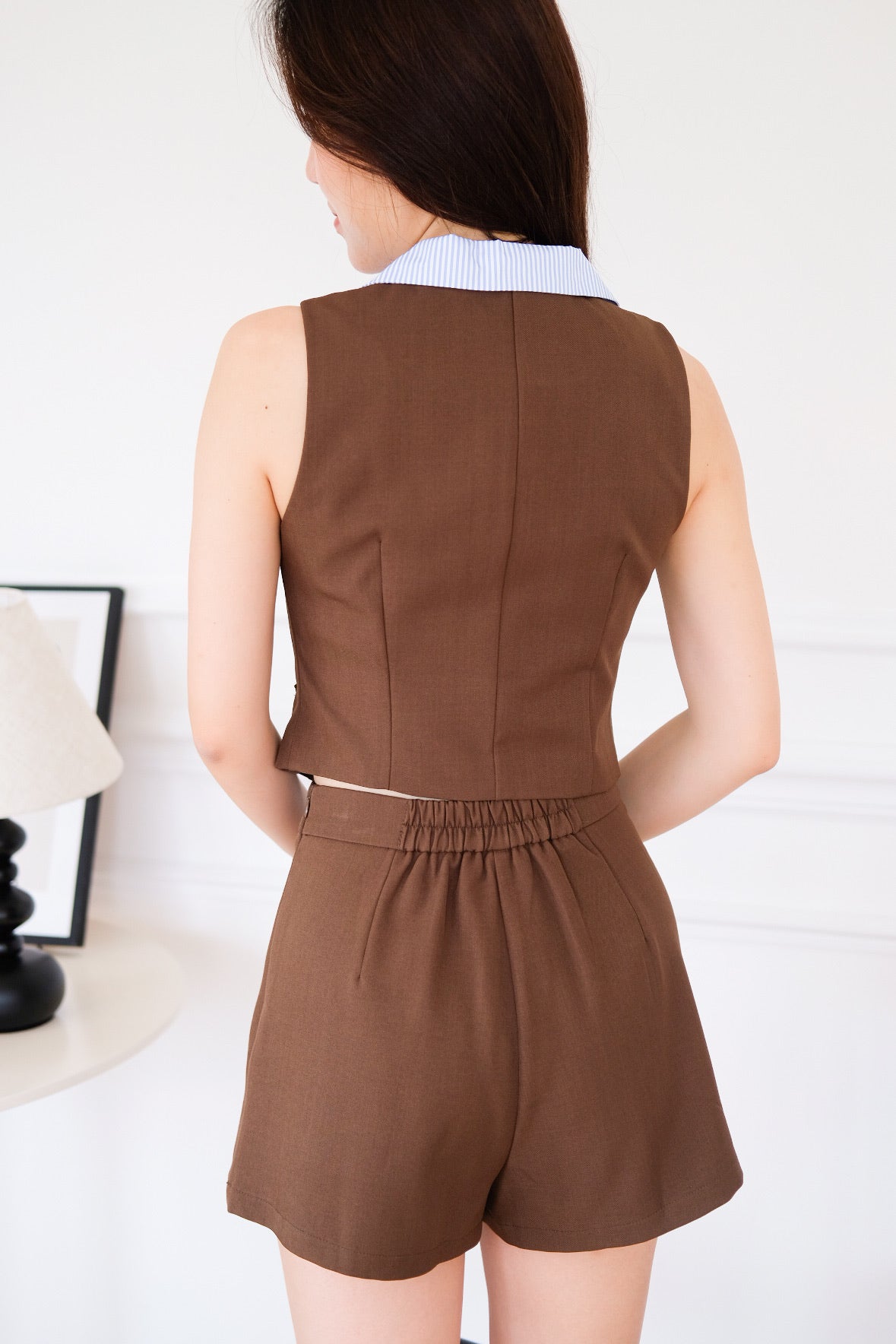 Mercer Tailored Contrast Vest Set (Mocha)