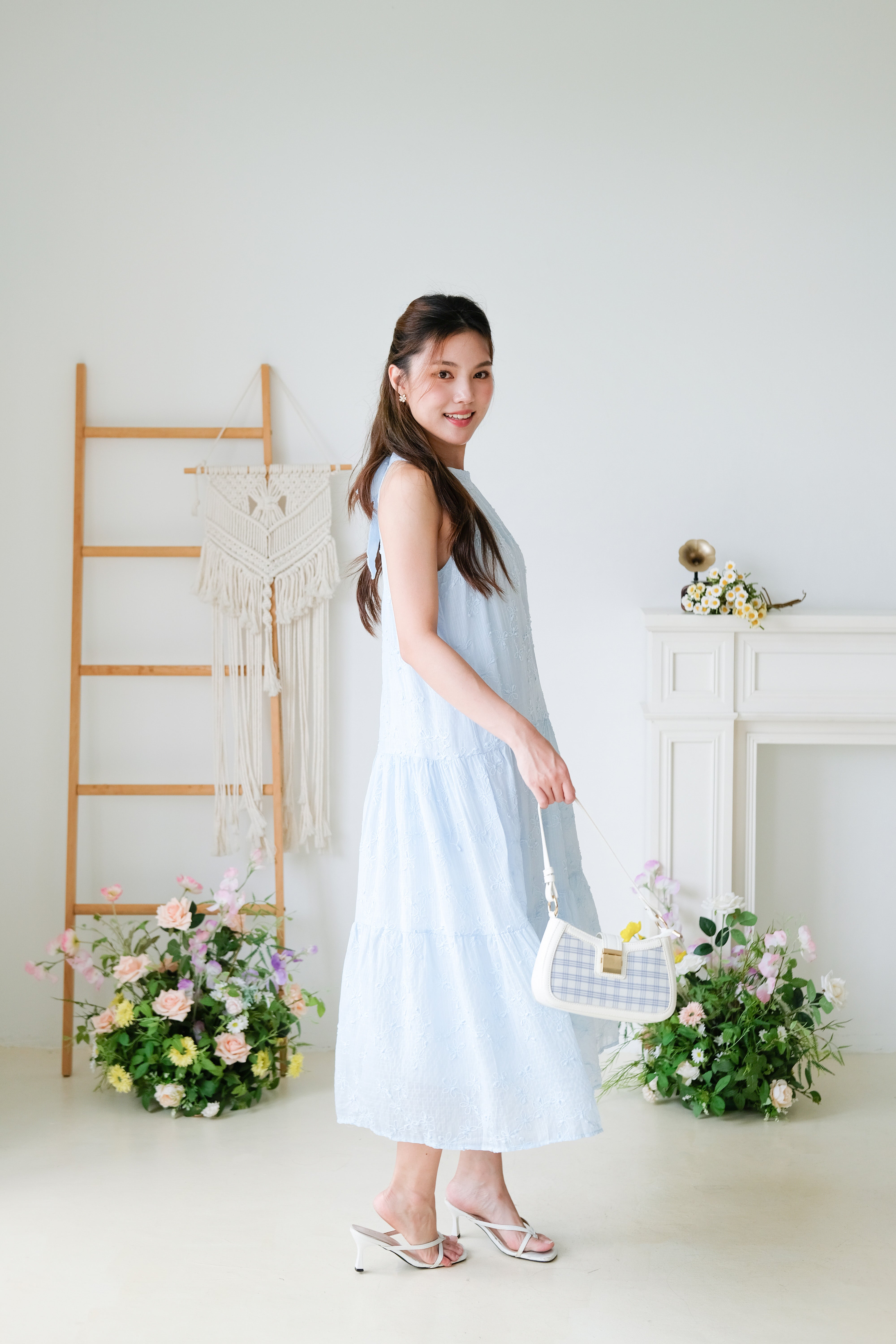Avery Halter Loose Fit Maxi Dress (Sky Blue)