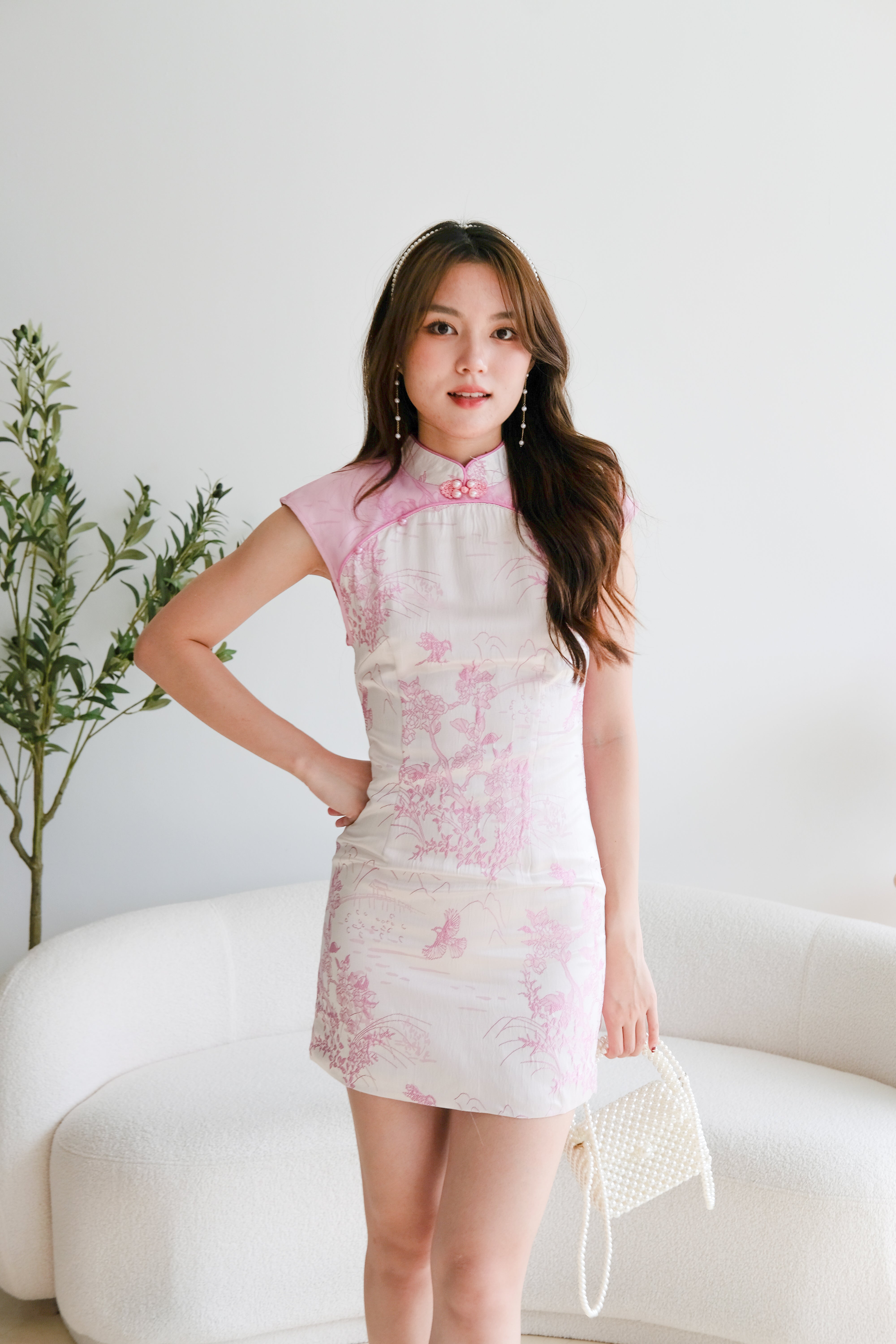 Meng Yao Floral Cheongsam (Peony Pink)