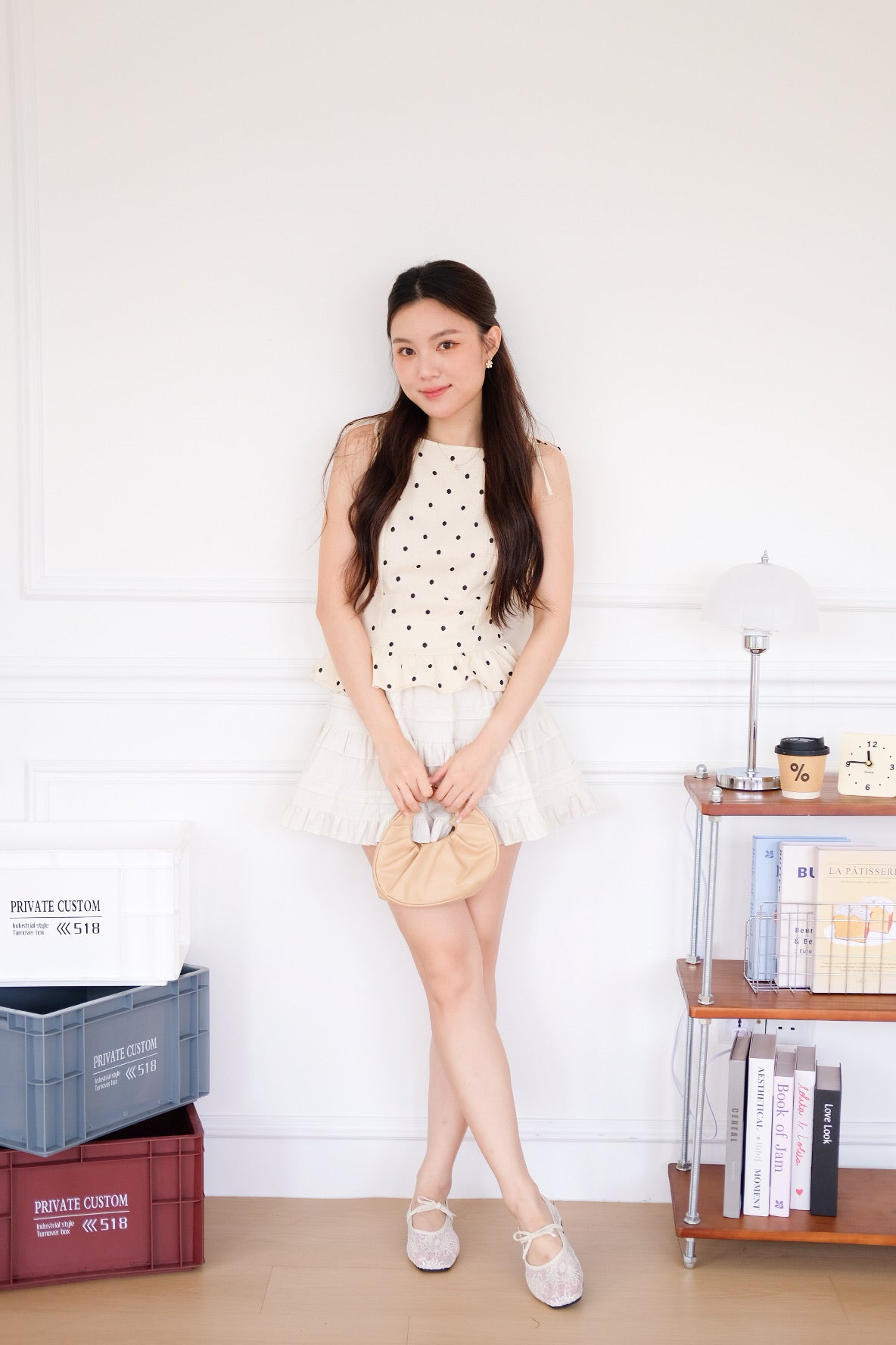 Geraldine Ruffle A Line Skirt (Cream)