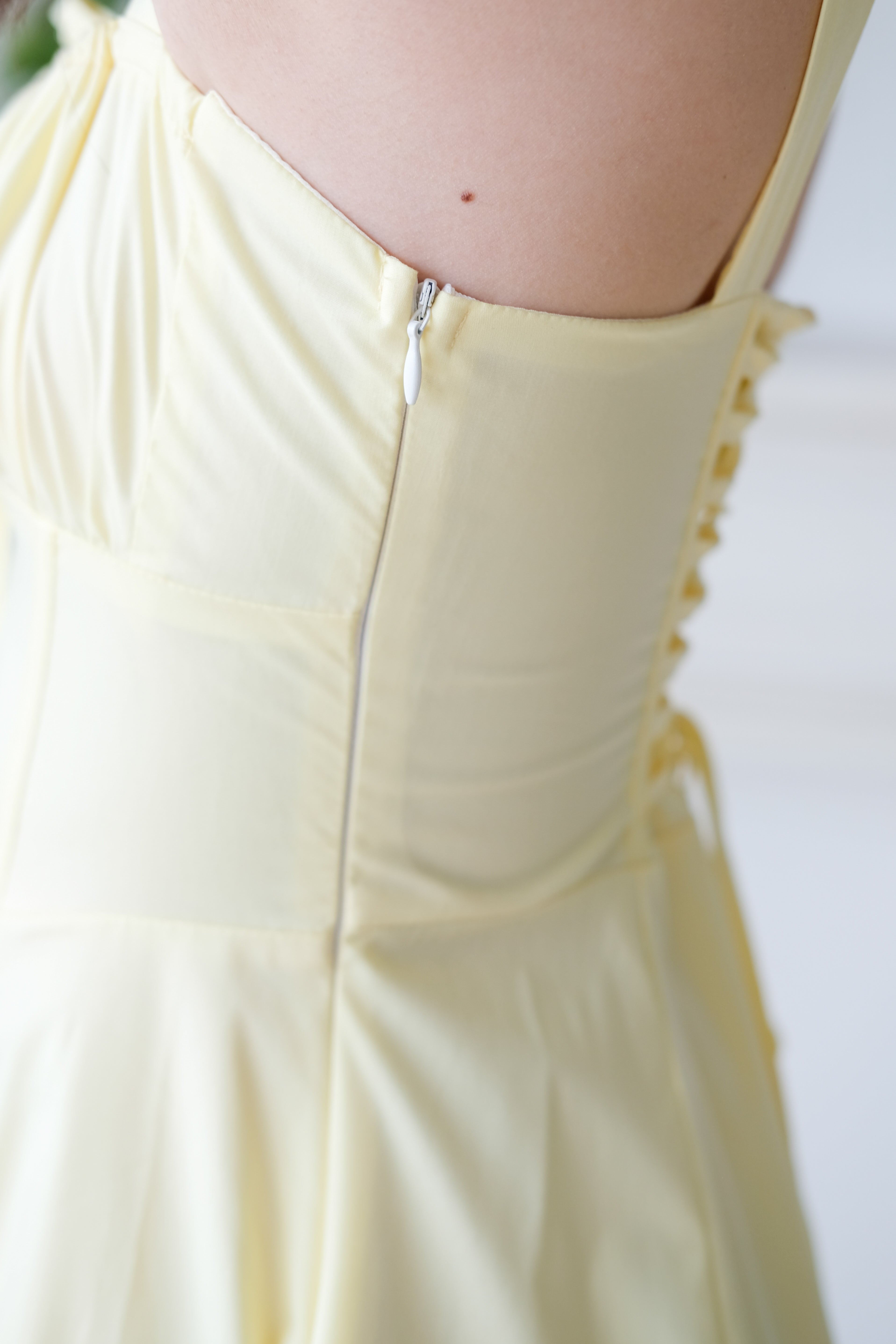 Claire Ruched Slit Midaxi Dress (Sunshine Yellow)