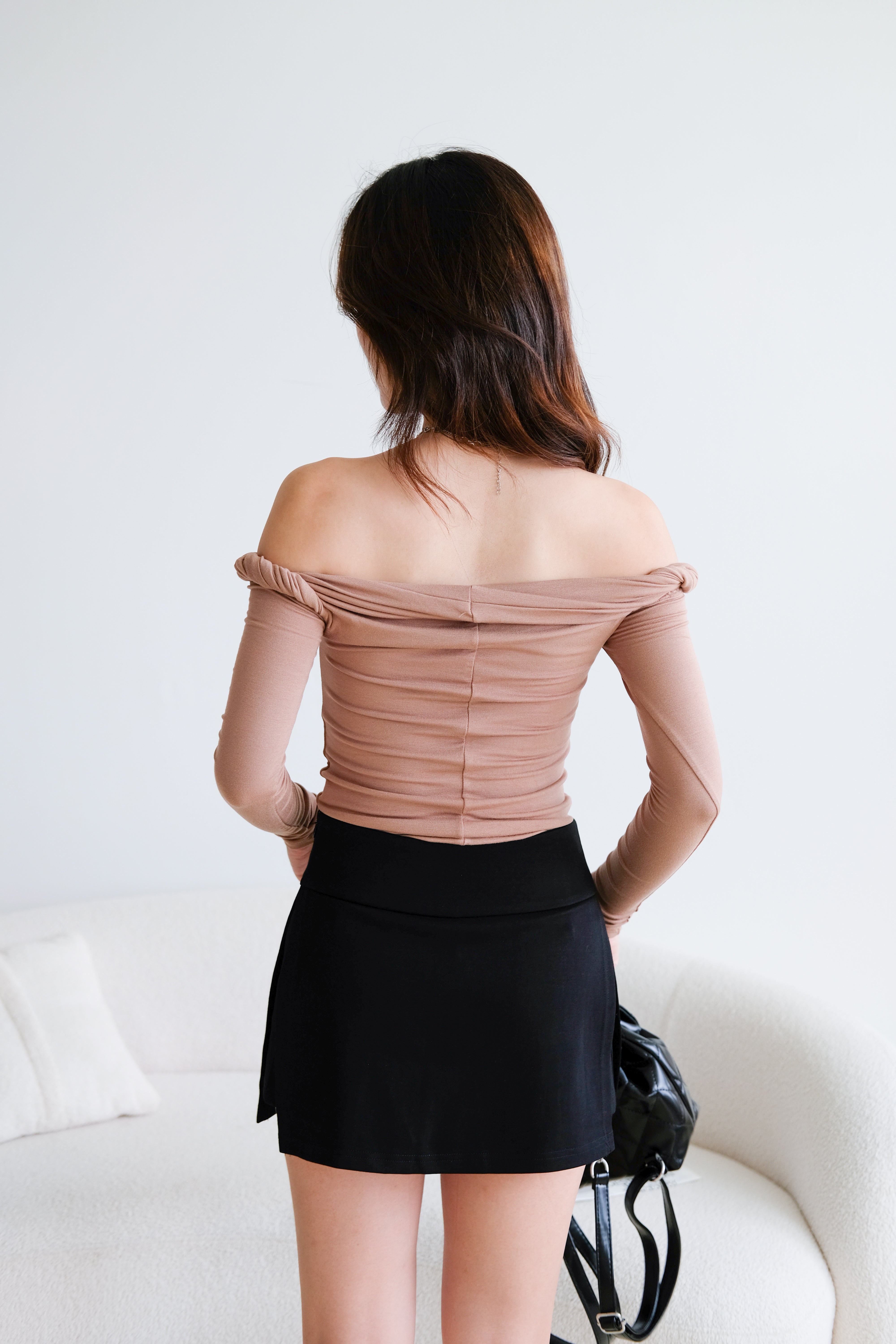Level Up Twist Off Shoulder Top (Khaki)