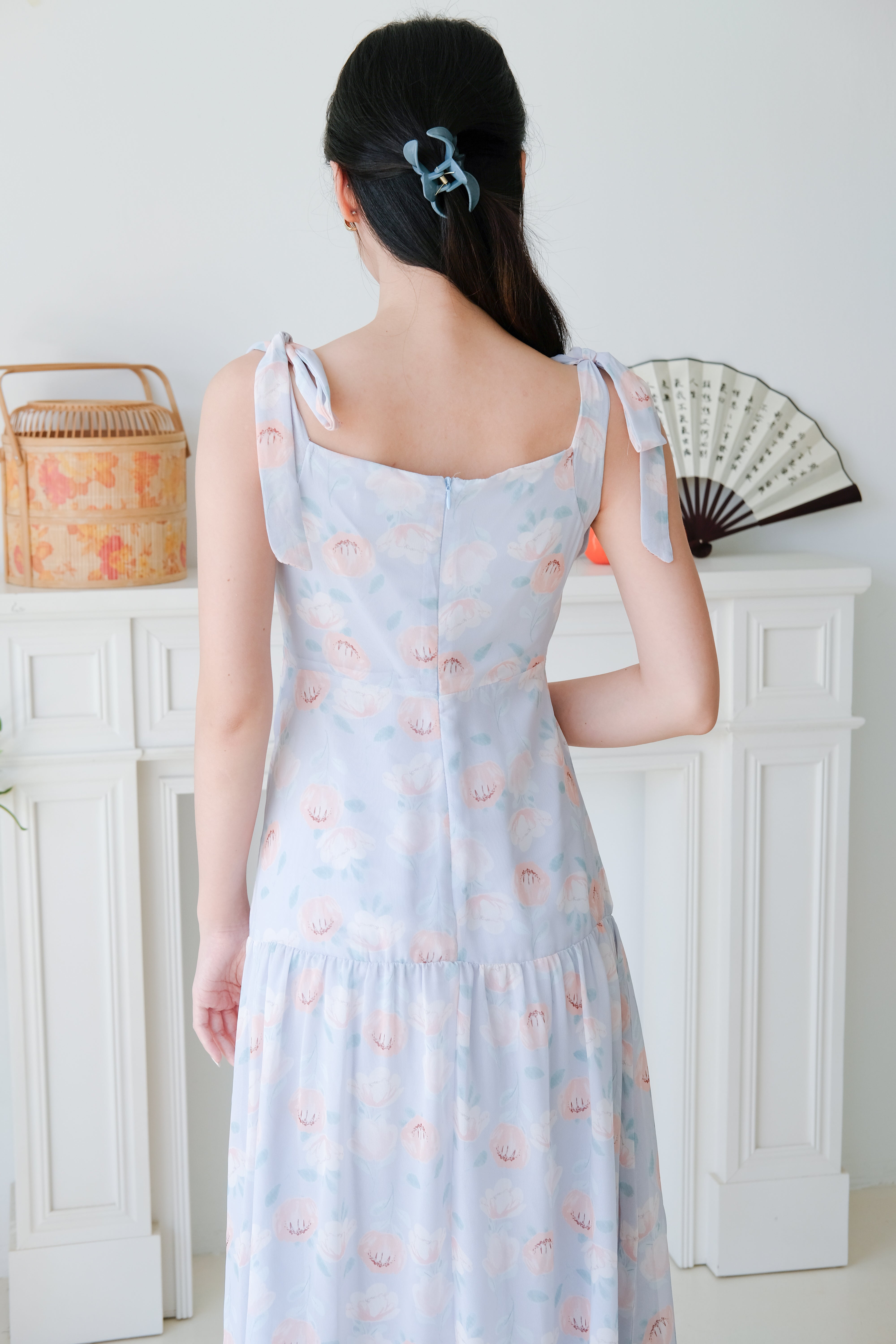 Melody Sweetheart Floral Maxi Dress (Baby Blue)