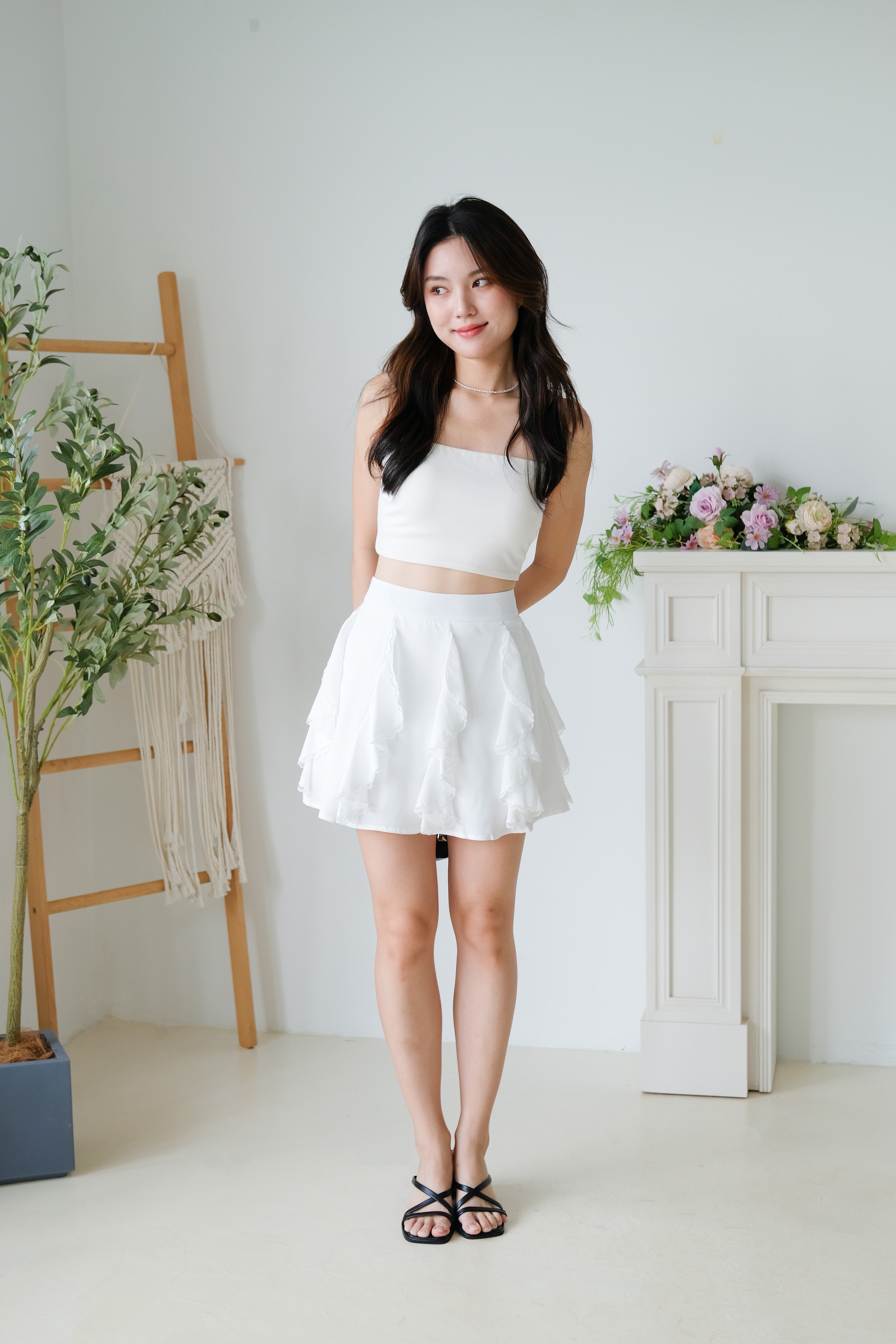 Winnie Ruffle Flare Skirt (White)