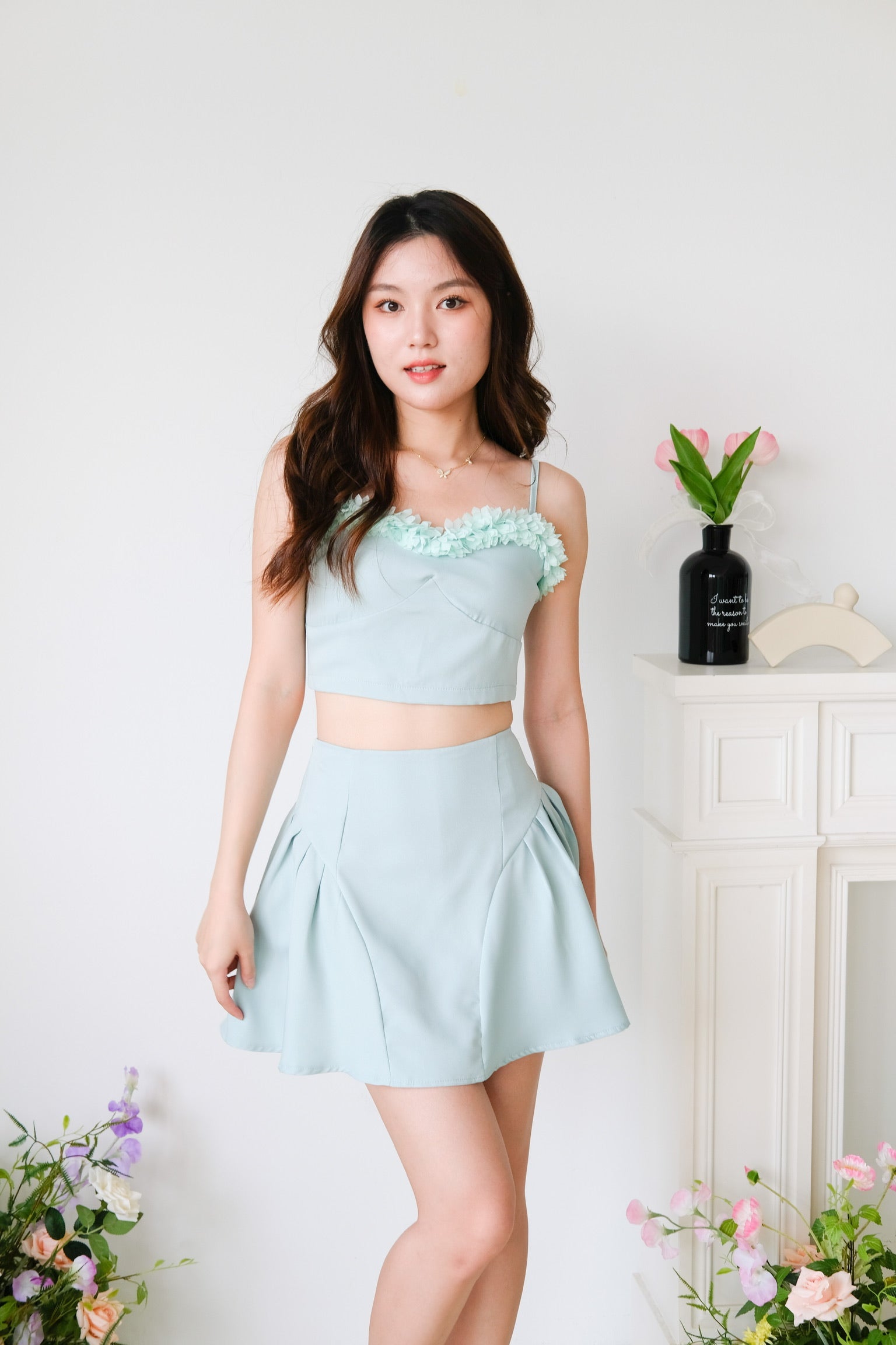 Sakura Floral Sweetheart Set (Seaform Green)