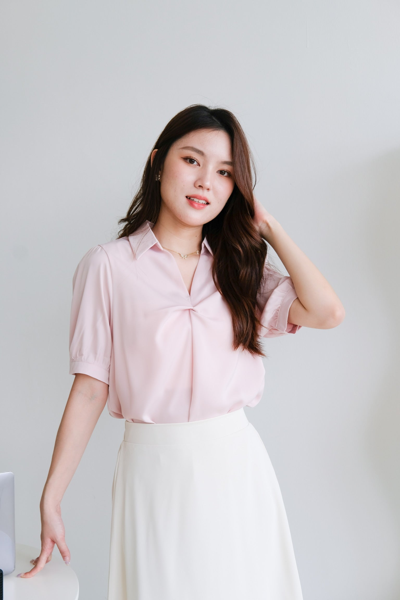 Lynn Twist Satin Blouse (Pink)