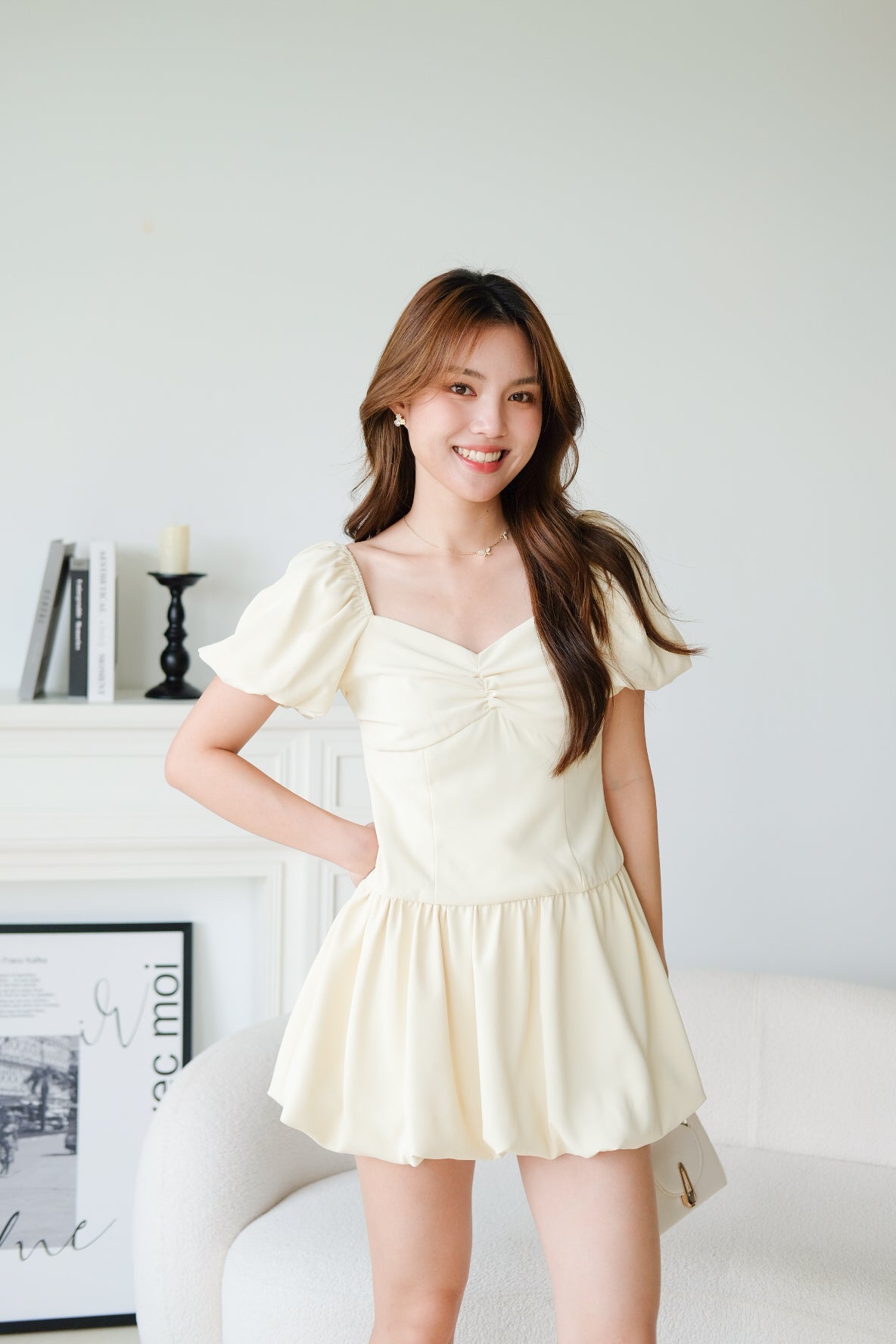 Lucy Sweetheart Bubble Dress (Cream)