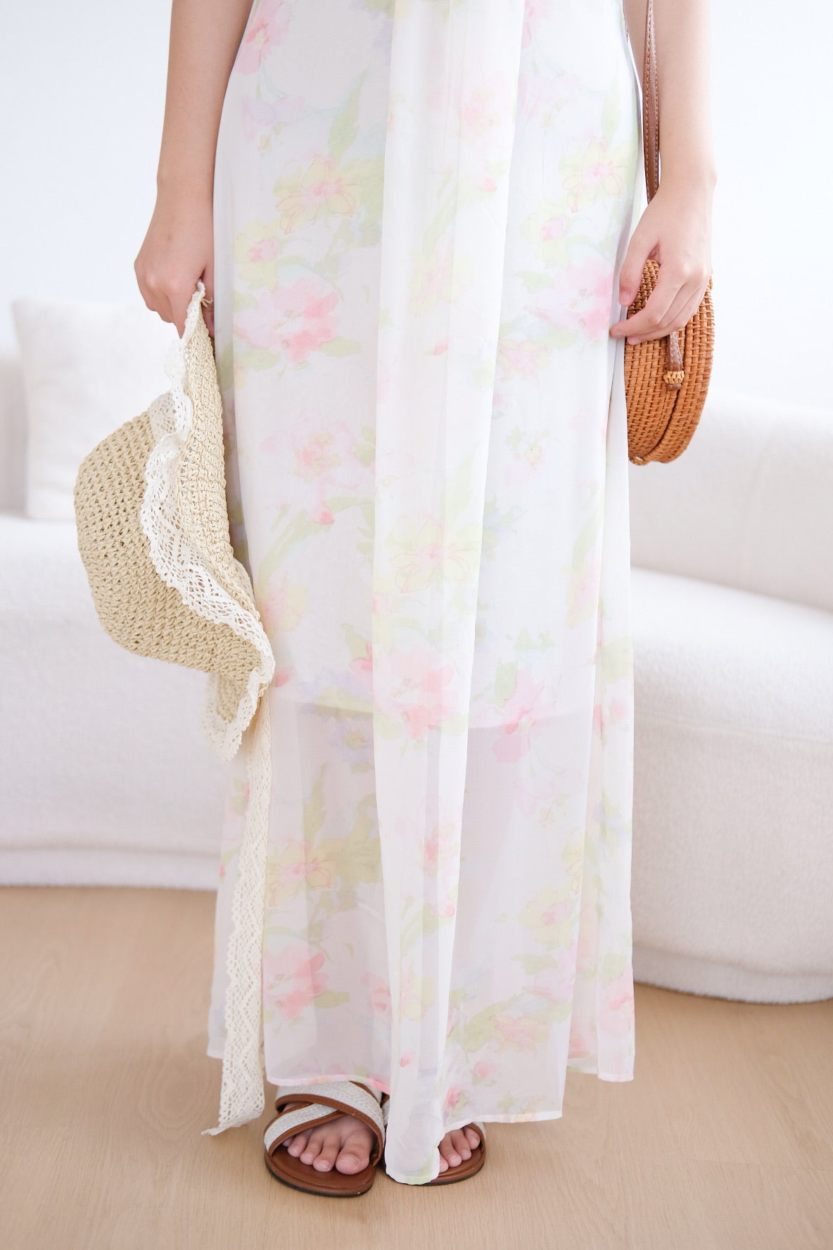 Cream Floral Beach 2 in 1 Padded Set