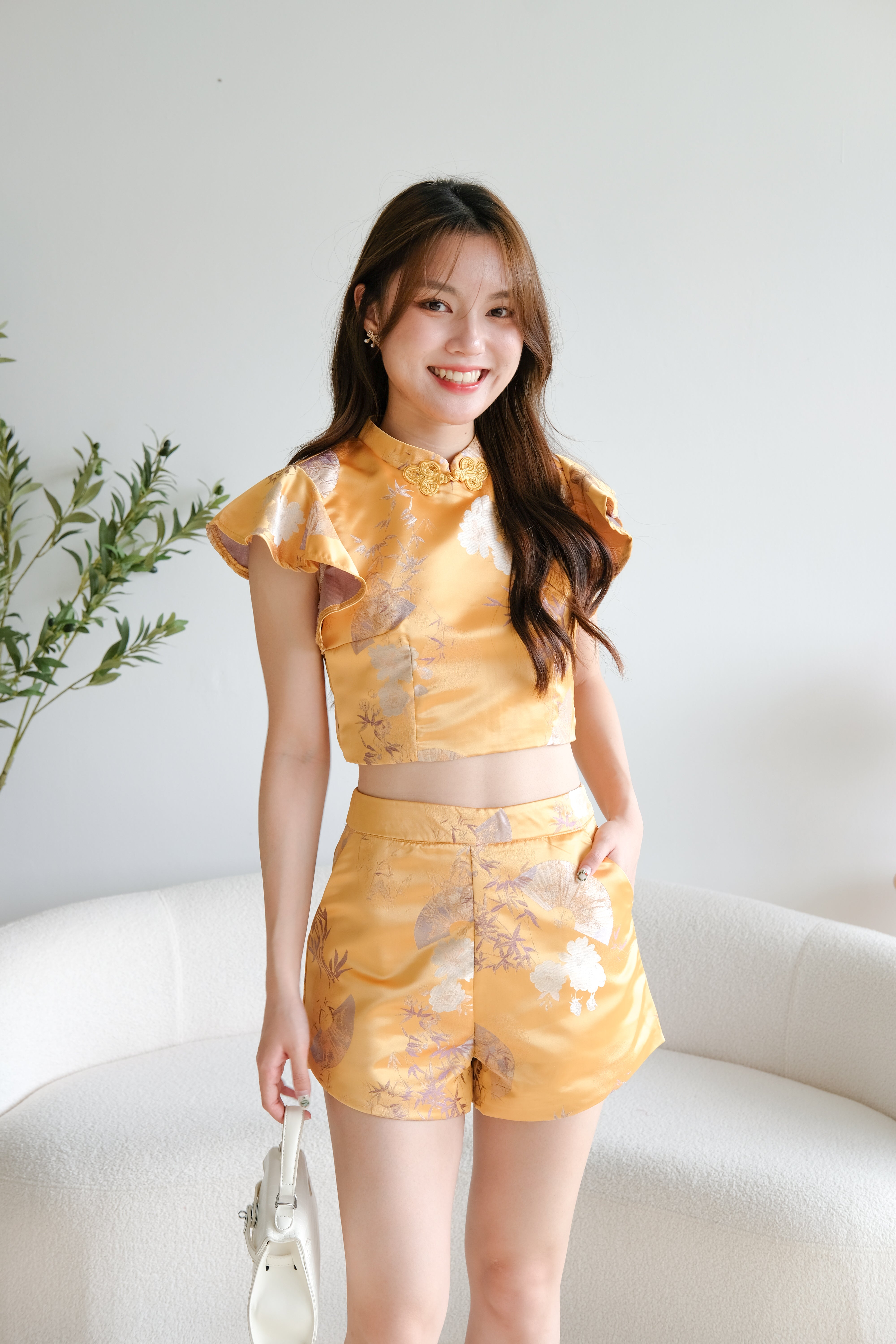 An Qi Cheongsam Set (Mustard Yellow)