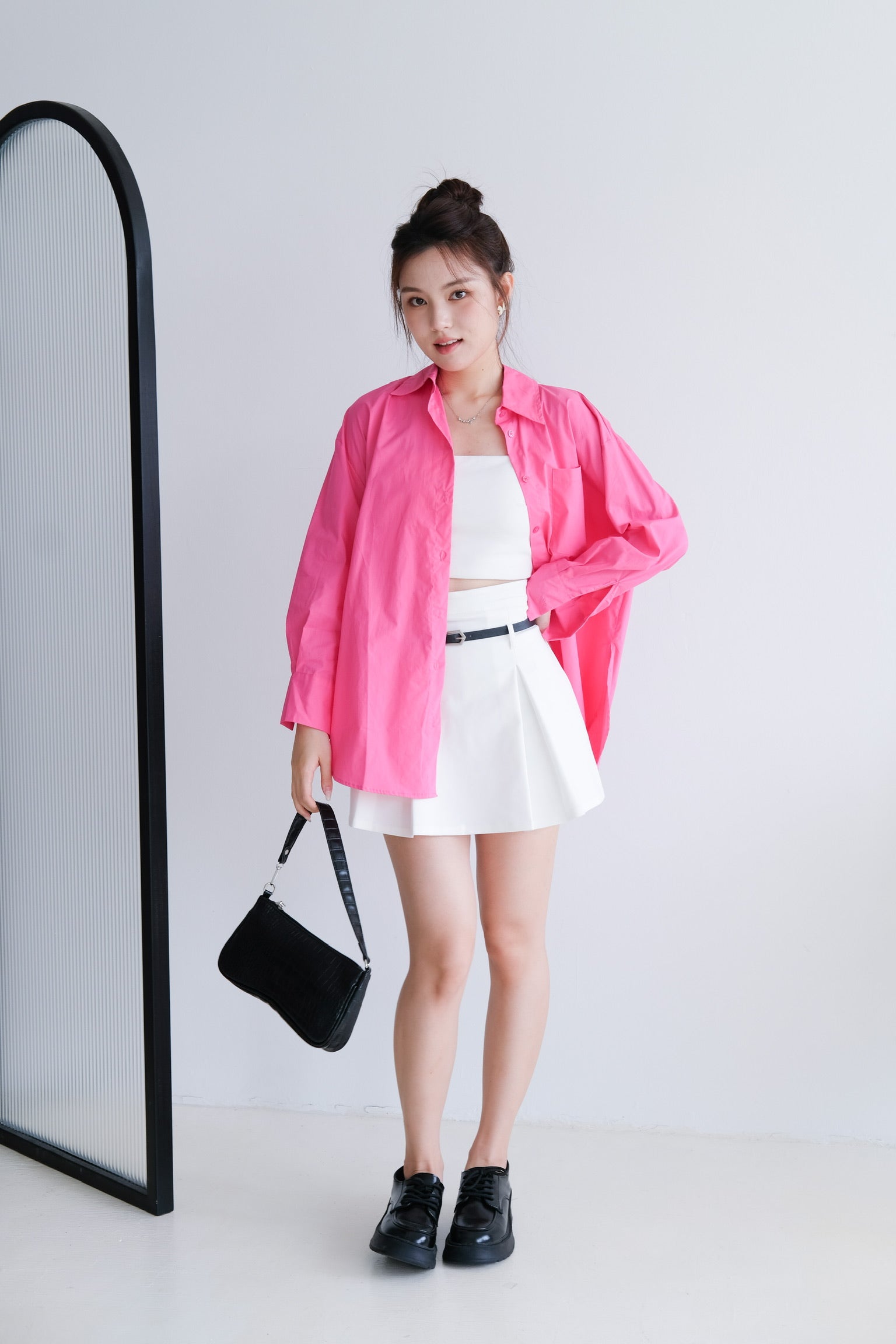 Rileen Boyfriend Oversized Shirt (Dark Pink)