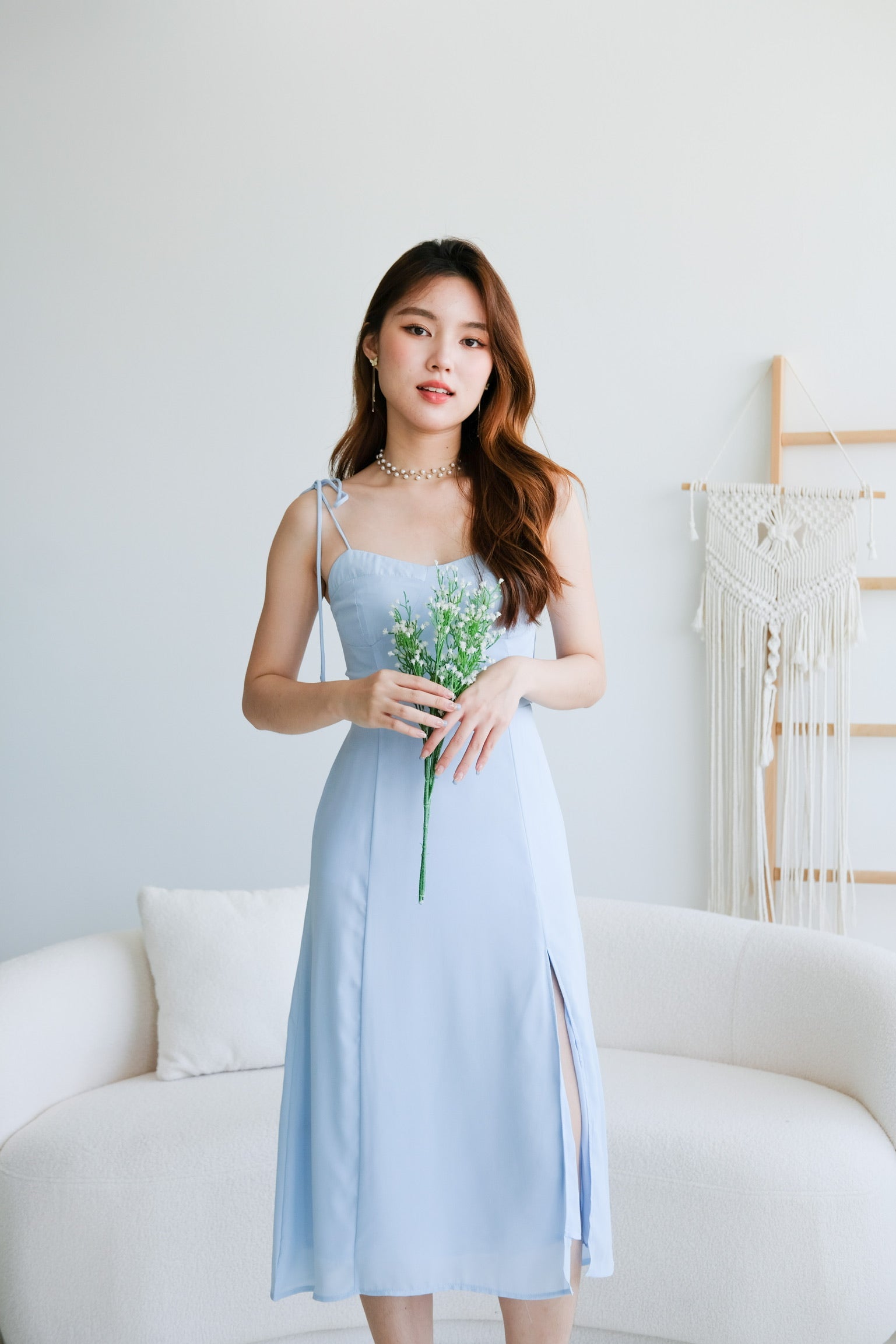 Lauren Slit Midi Dress (Sky Blue)