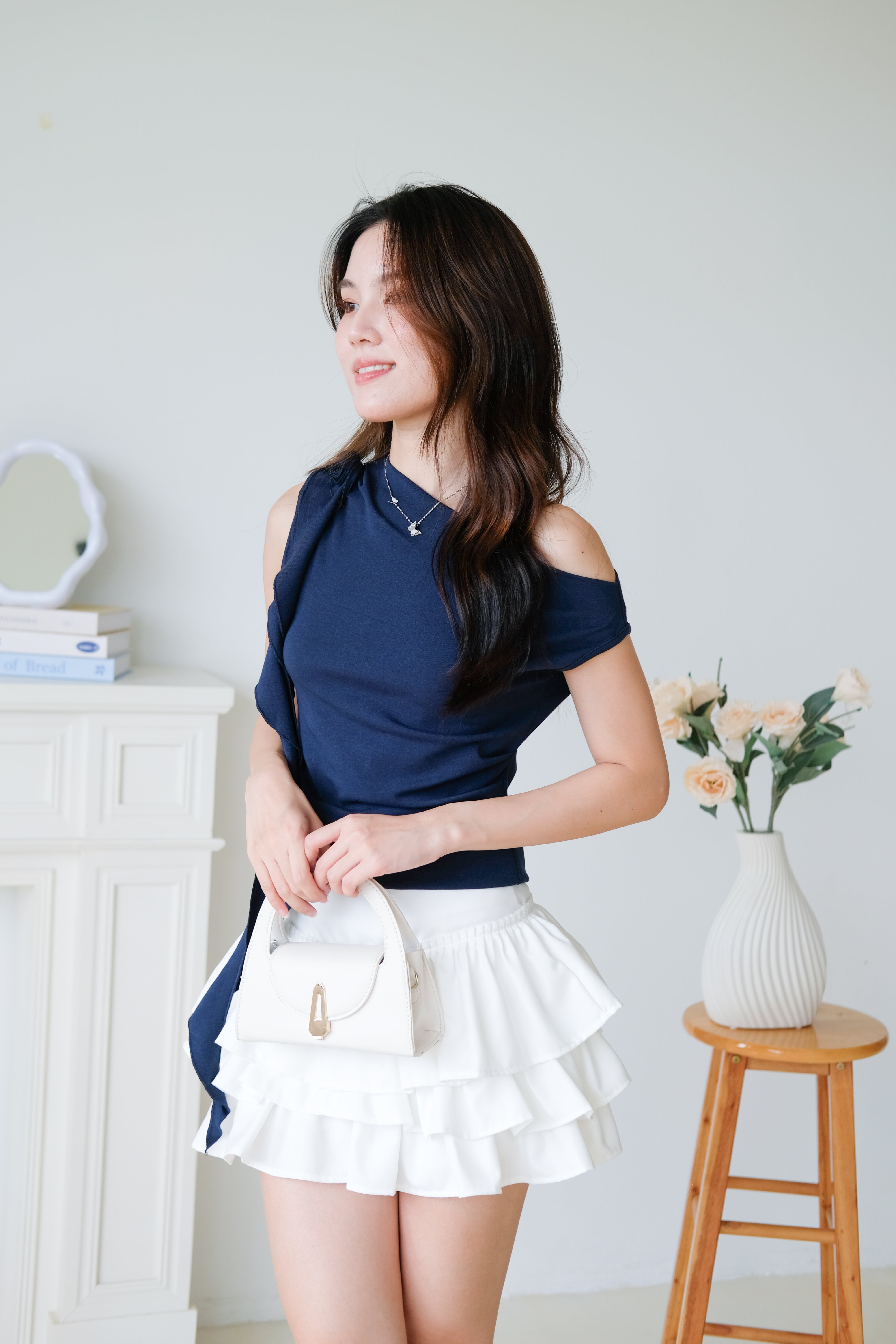 Elora Ruffle Toga Top (Navy Blue)