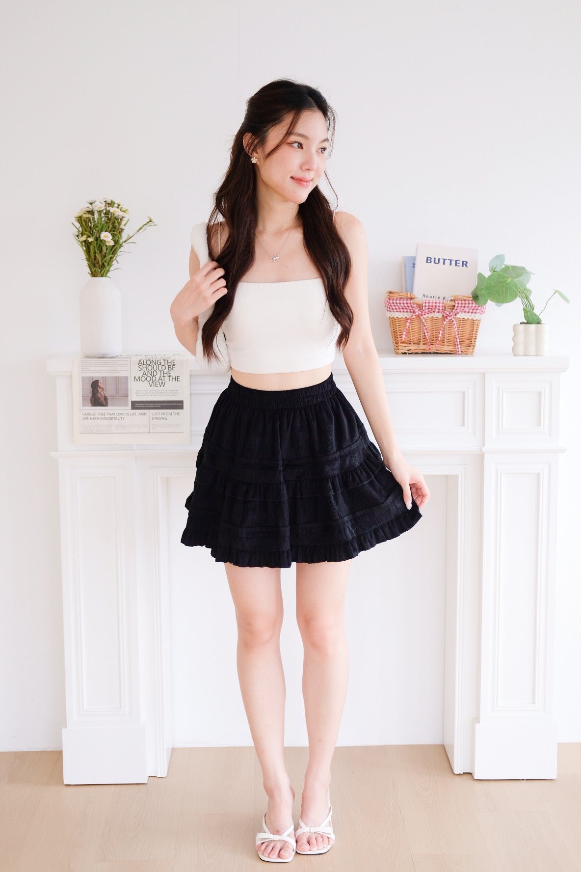 Geraldine Ruffle A Line Skirt (Black)
