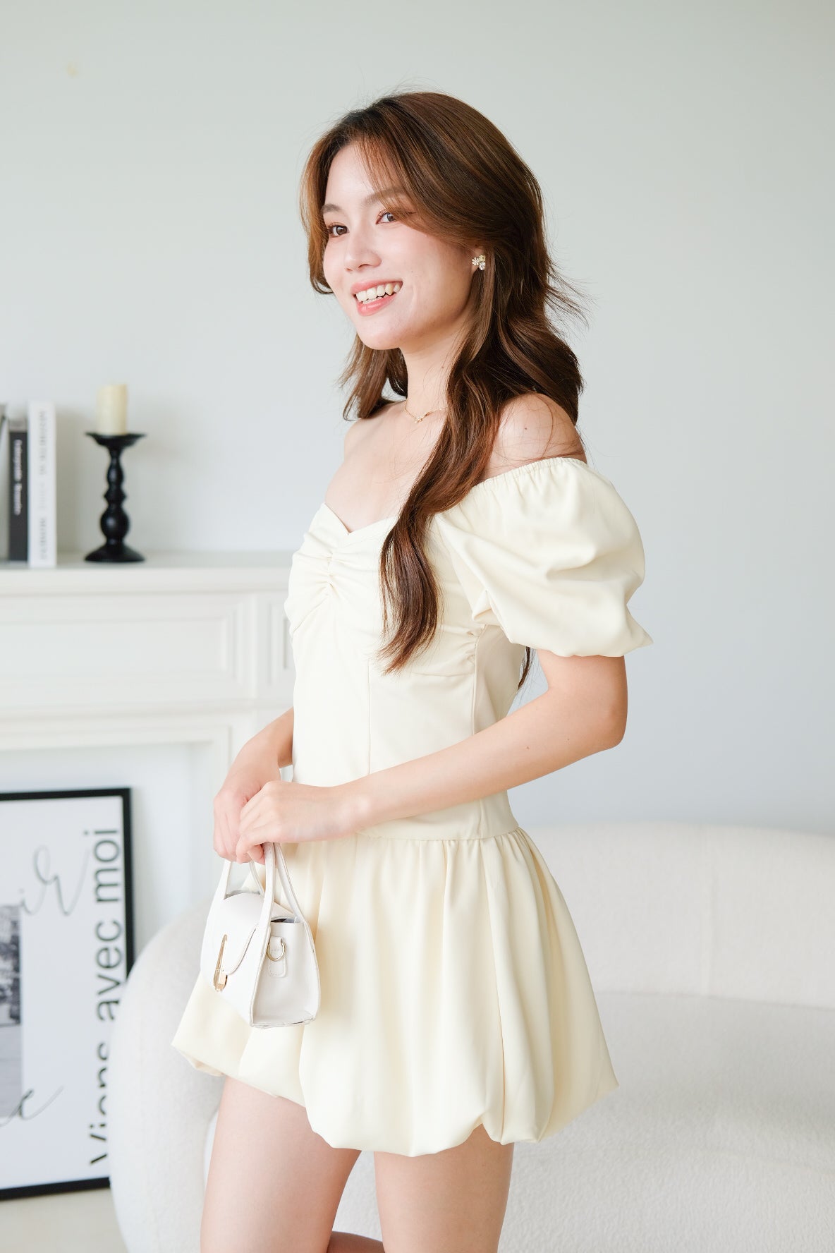 Lucy Sweetheart Bubble Dress (Cream)