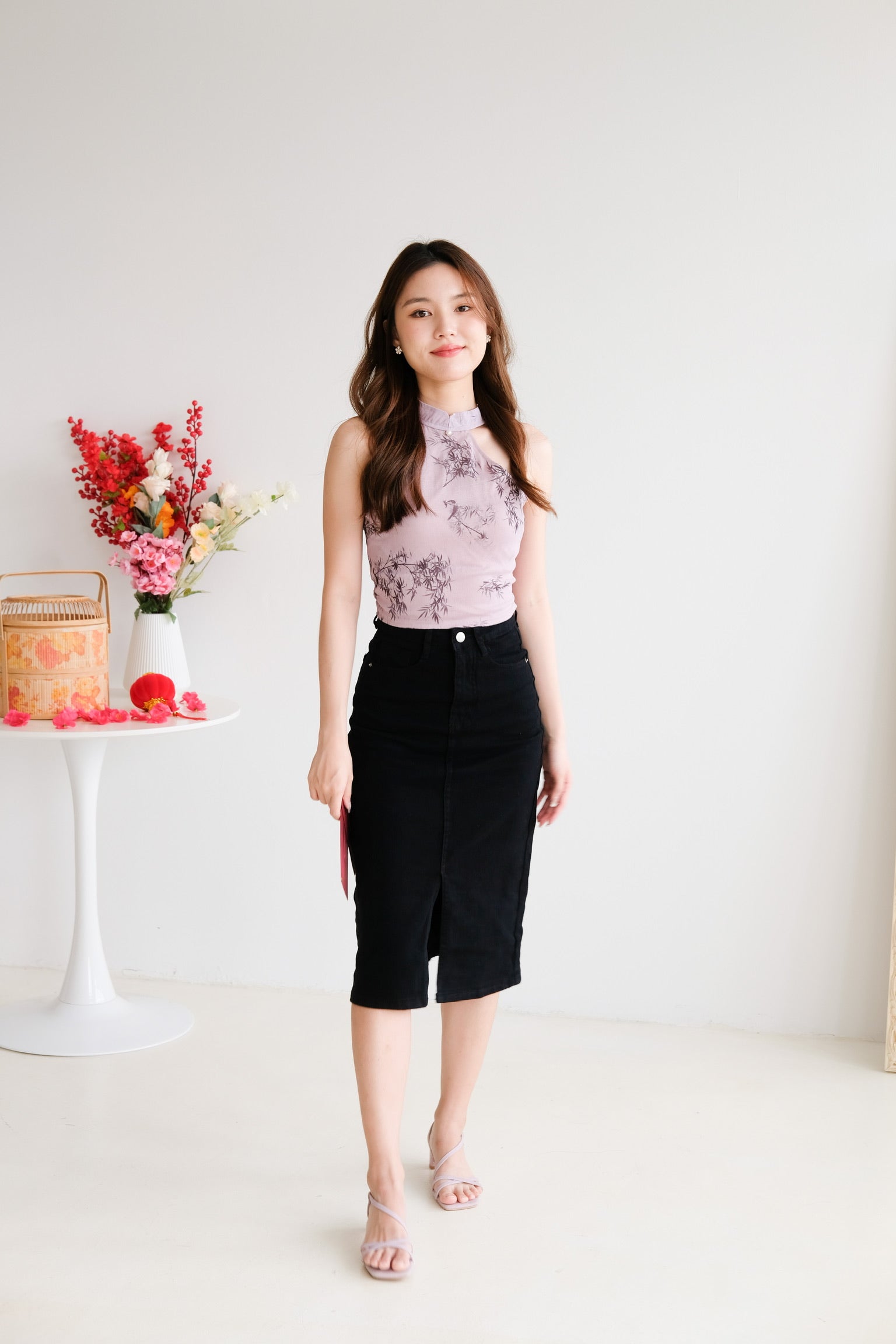 Alycia Denim Midi Skirt (Denim Black)