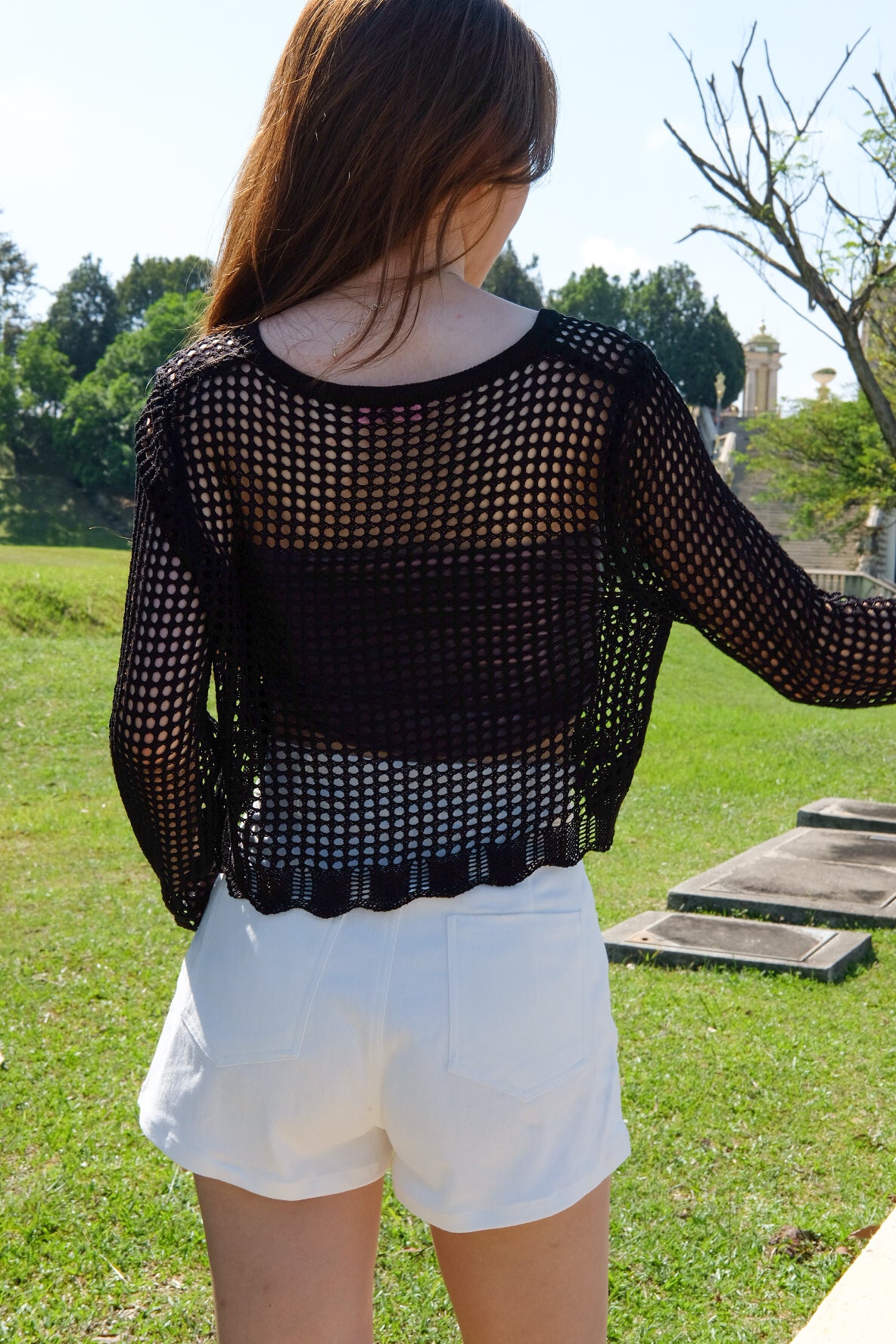 Savannah Beach Knit Cropped Outerwear (Black)