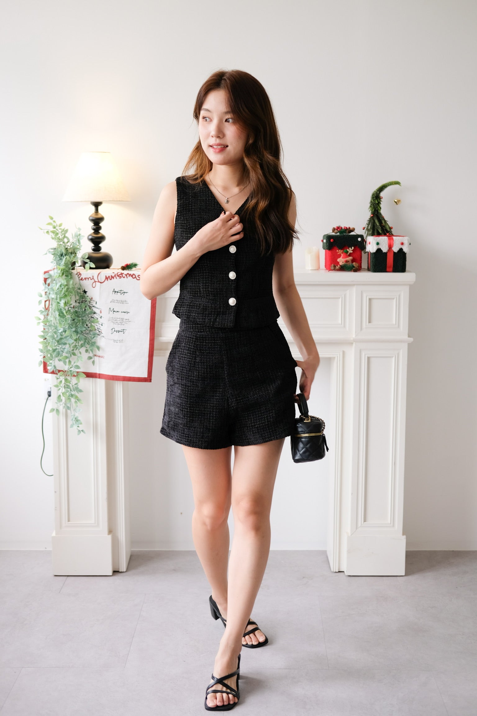 Eleanor Velvet Tweed Set (Black)