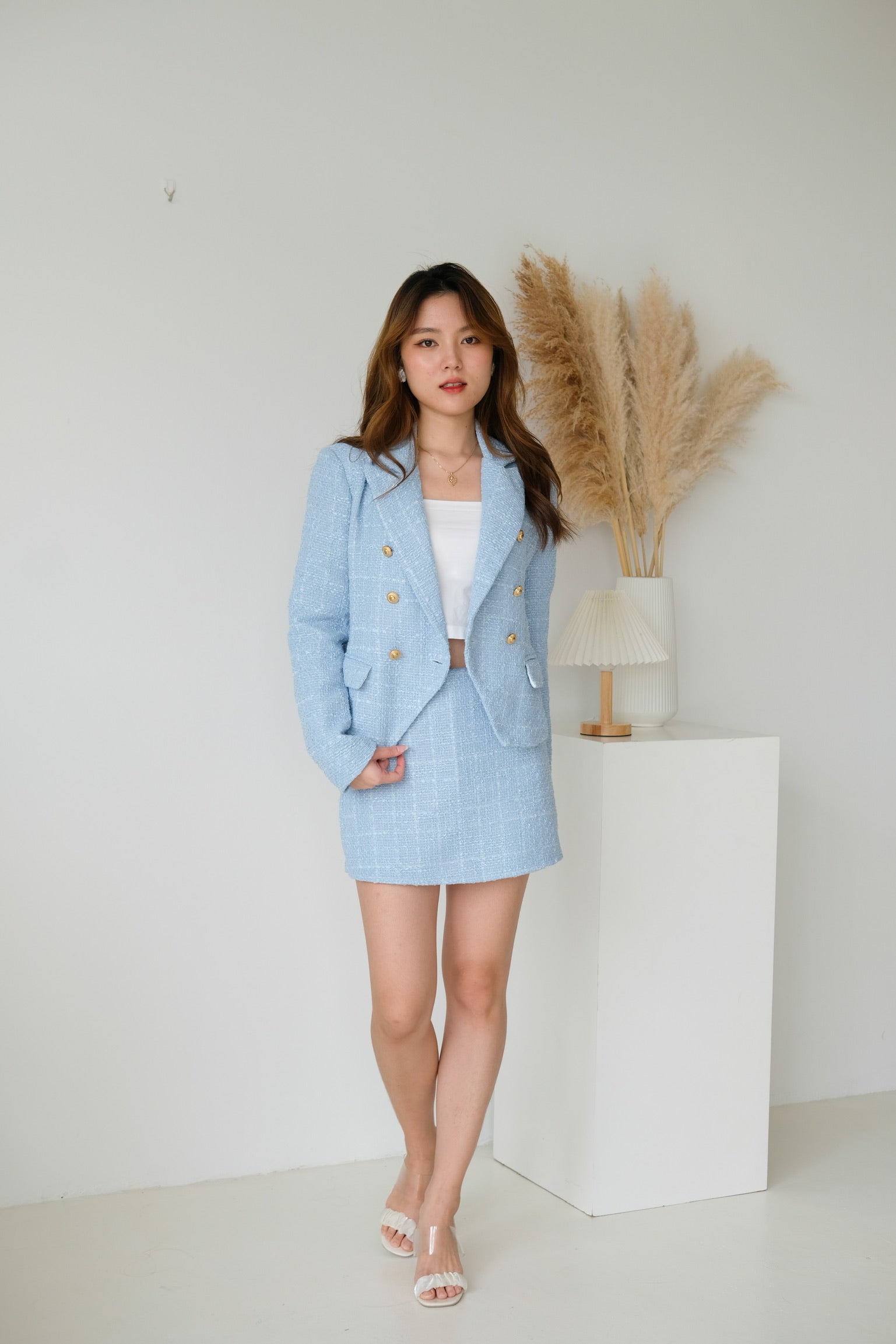 Vanessa Tweed Blazer (Sky Blue)