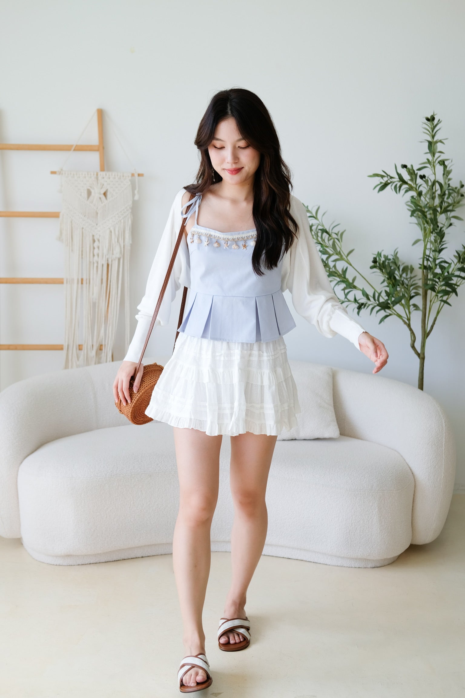 Blaire Bolero Cotton Cardigan (White)