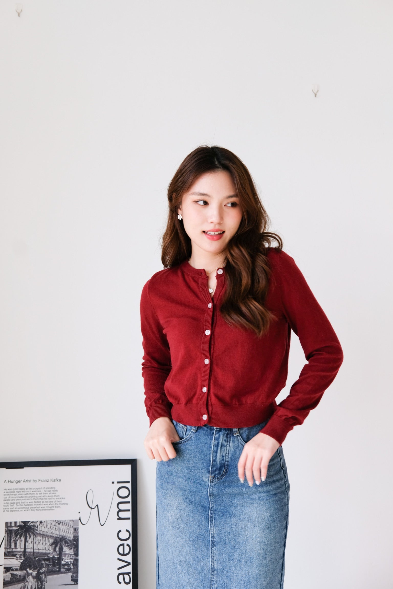 Vynie Cotton Cardigan (Wine)