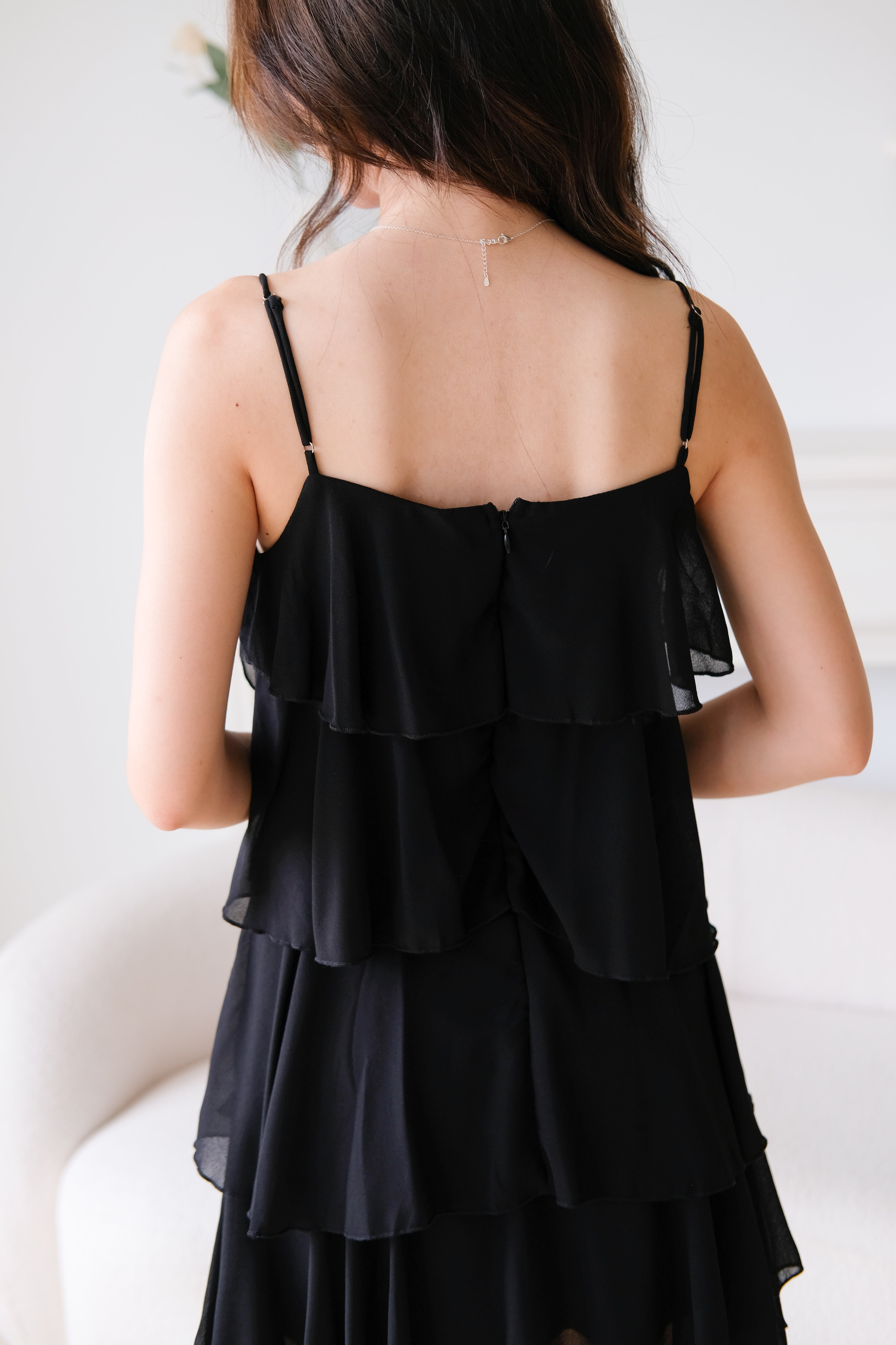 Pixie Layered Ruffle Dress (Black)