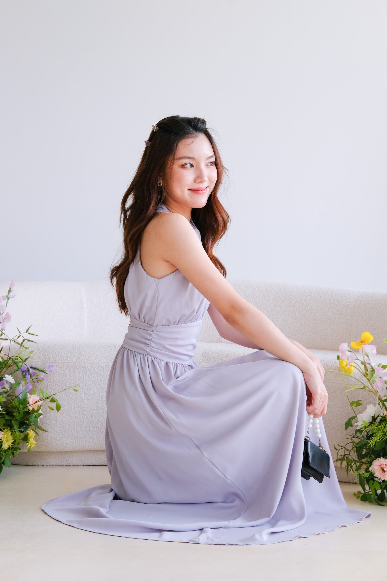 Fiona Halter Flare Maxi Dress (Lavender Haze)