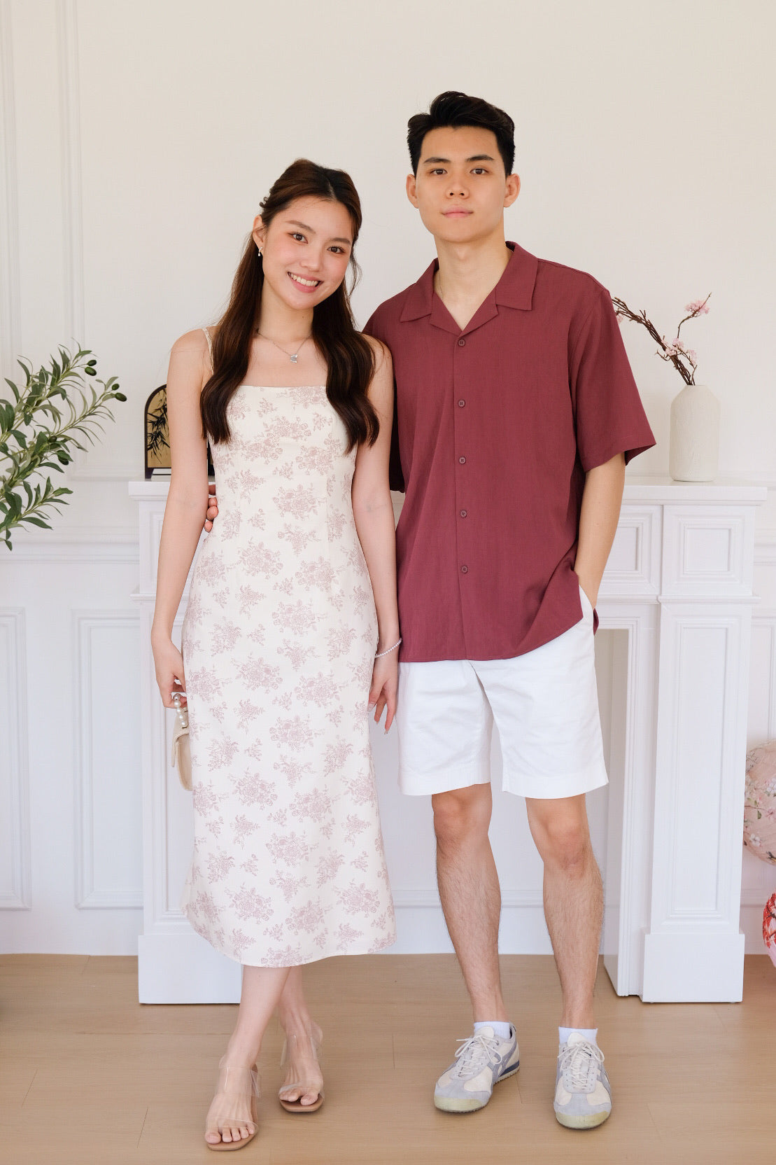 [ETA 12-16 Jan] Nathania Floral Tube Padded Maxi Dress (Pale Red)