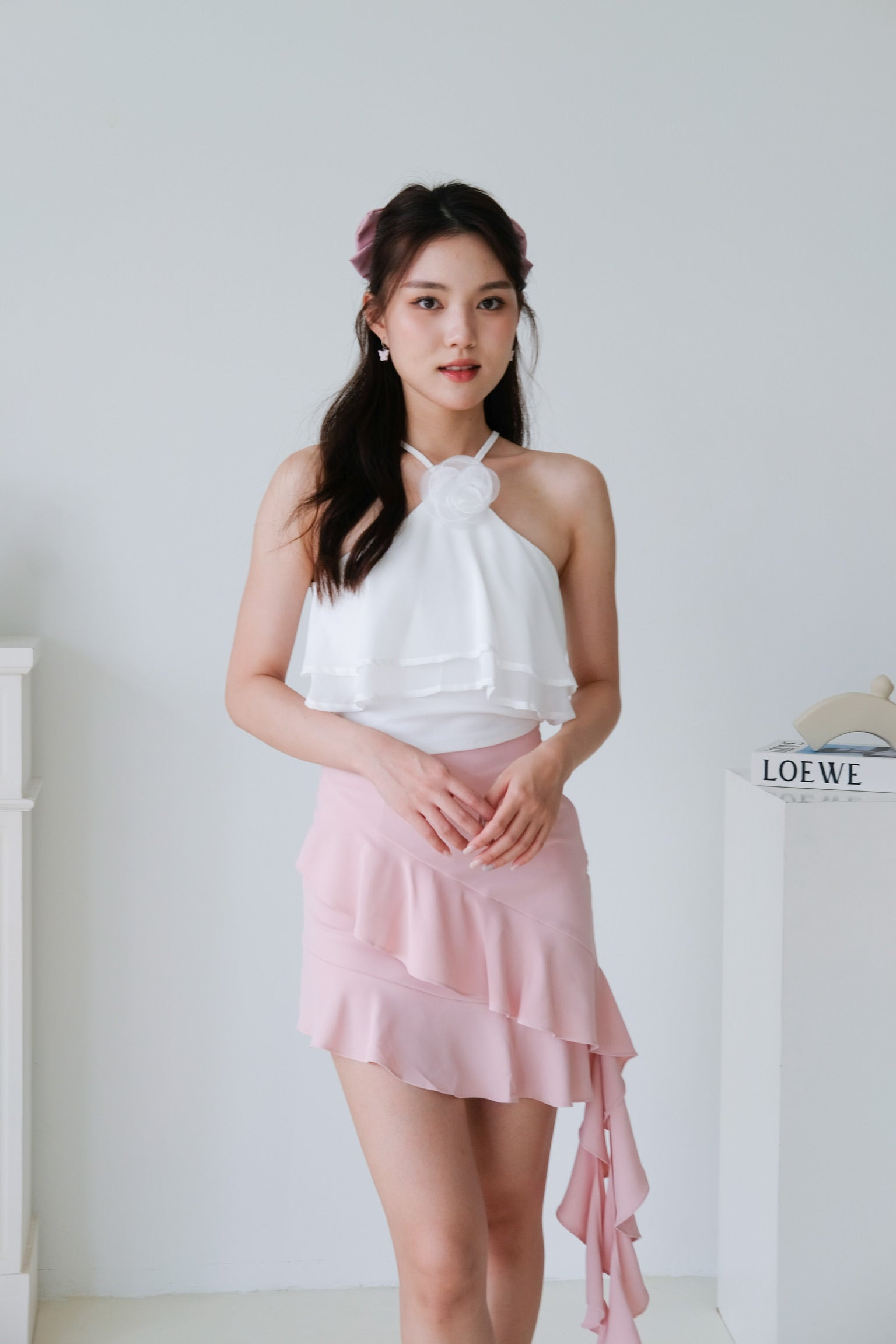 Ariel Rose Flutter Crop (White)