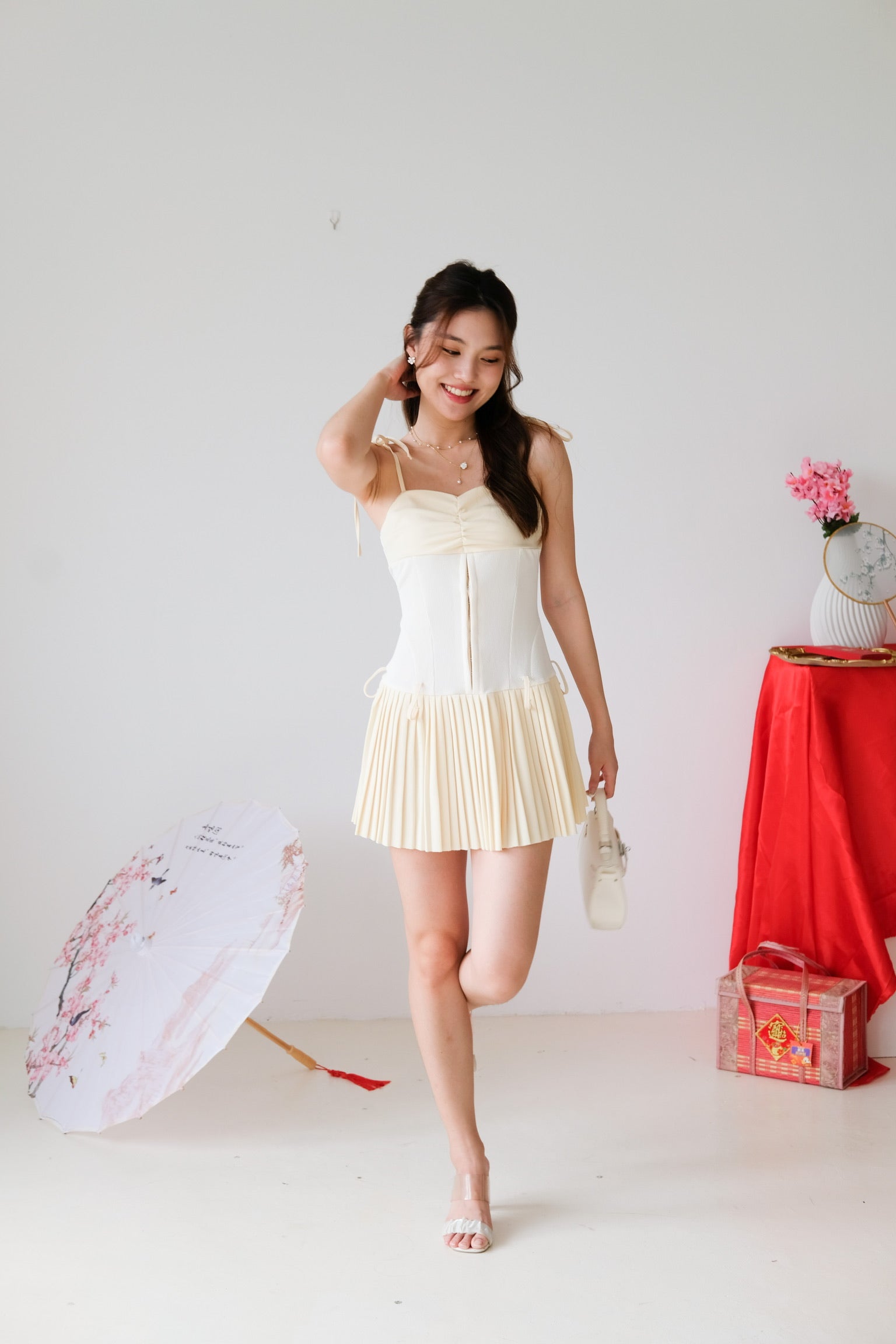 Larissa Ballerina Pleated Dress (Pale Yellow)