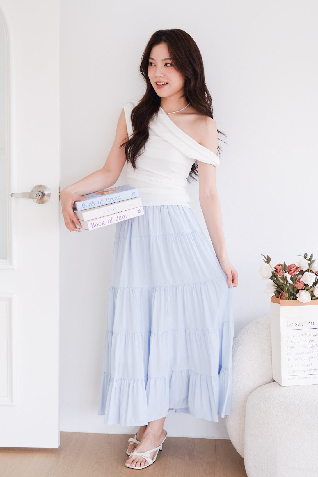 Willa Tiered Maxi Skirt (Sky Blue)