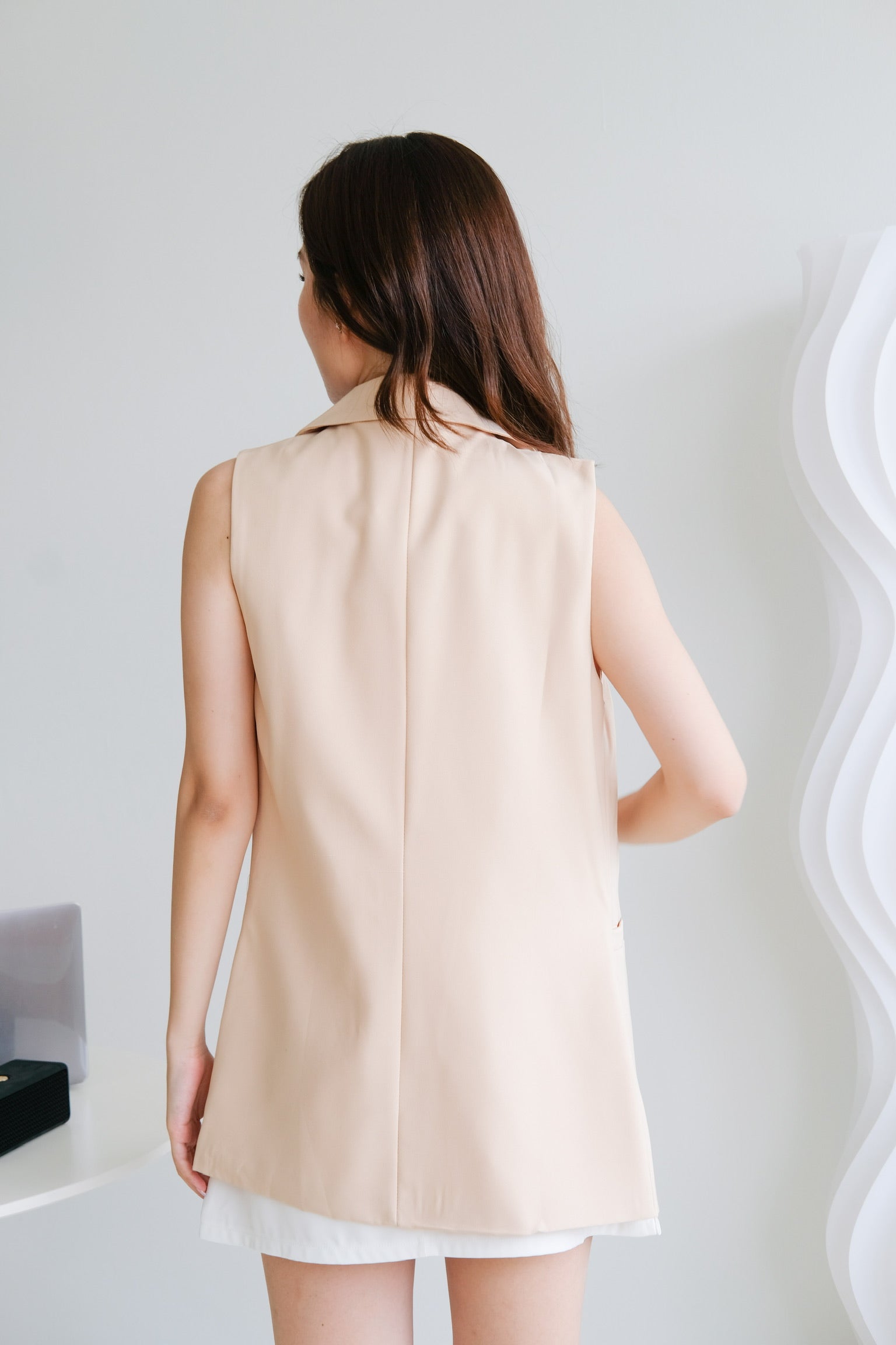 Eliza Blazer Long Vest (Khaki)