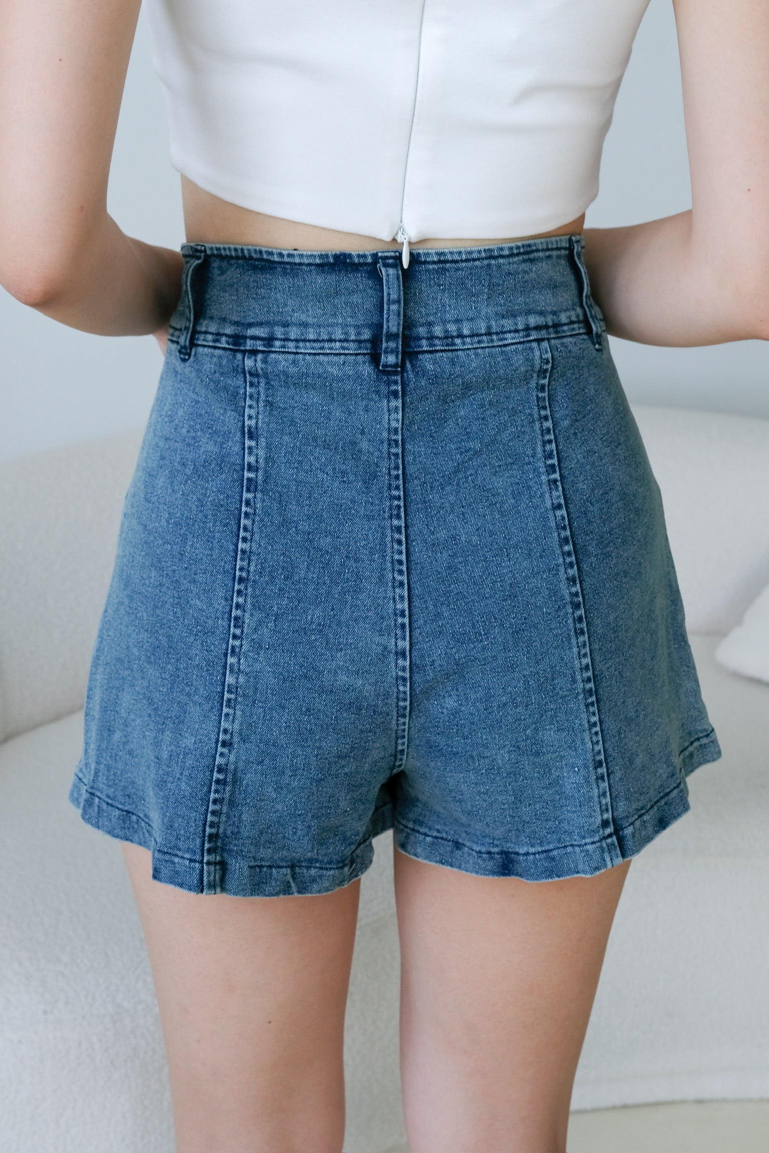 24/7 Denim High Waist Shorts (Blue)